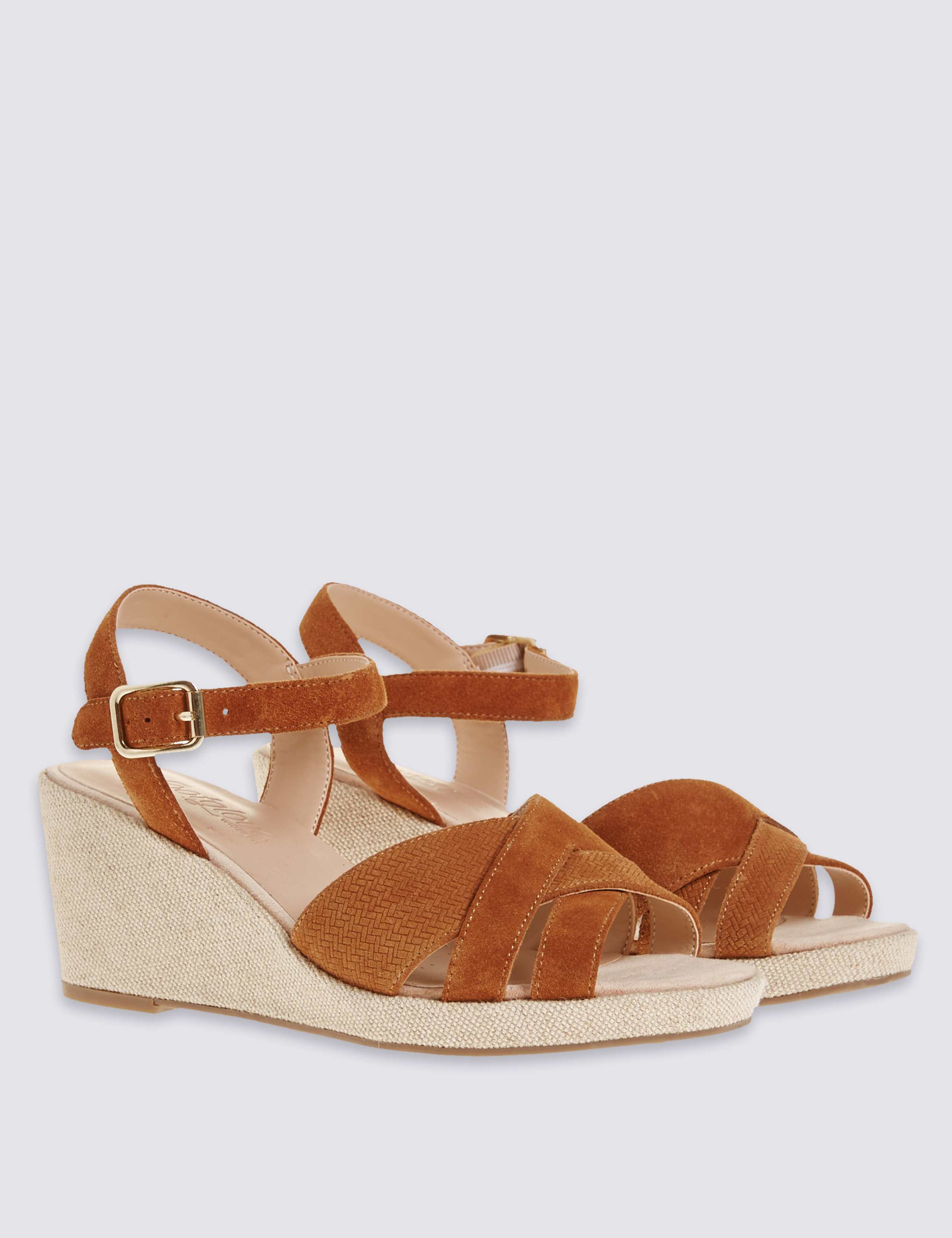 Wide Fit Suede Wedge Heel Slotted Sandals 3 of 6