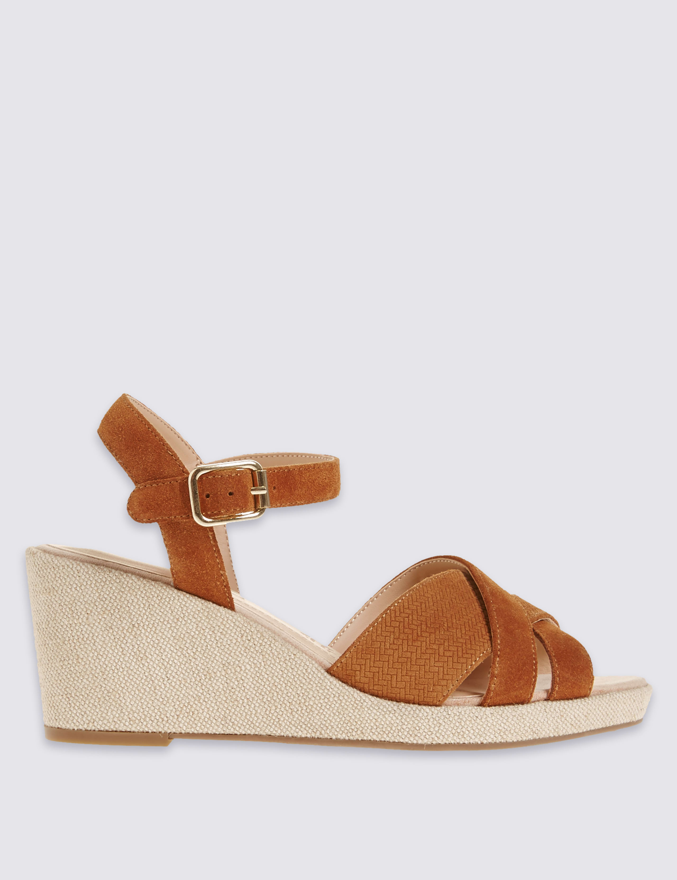 Wide Fit Suede Wedge Heel Slotted Sandals 2 of 6