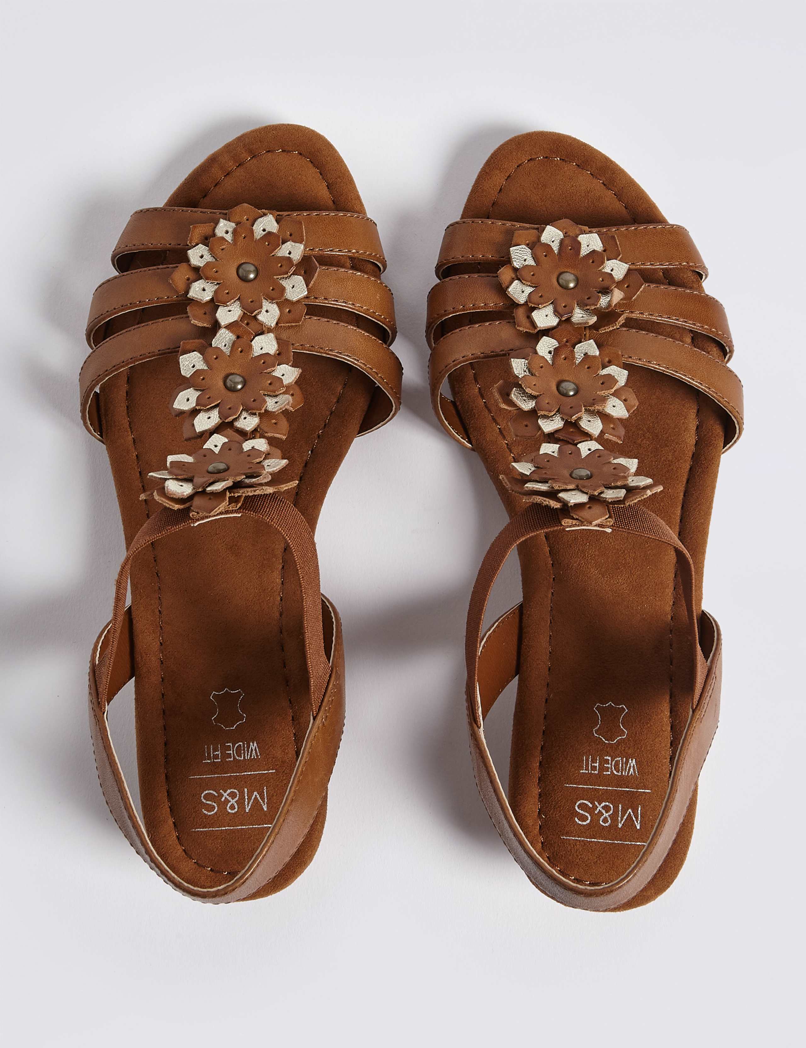 Wide Fit Leather Flower Sandals 4 of 6