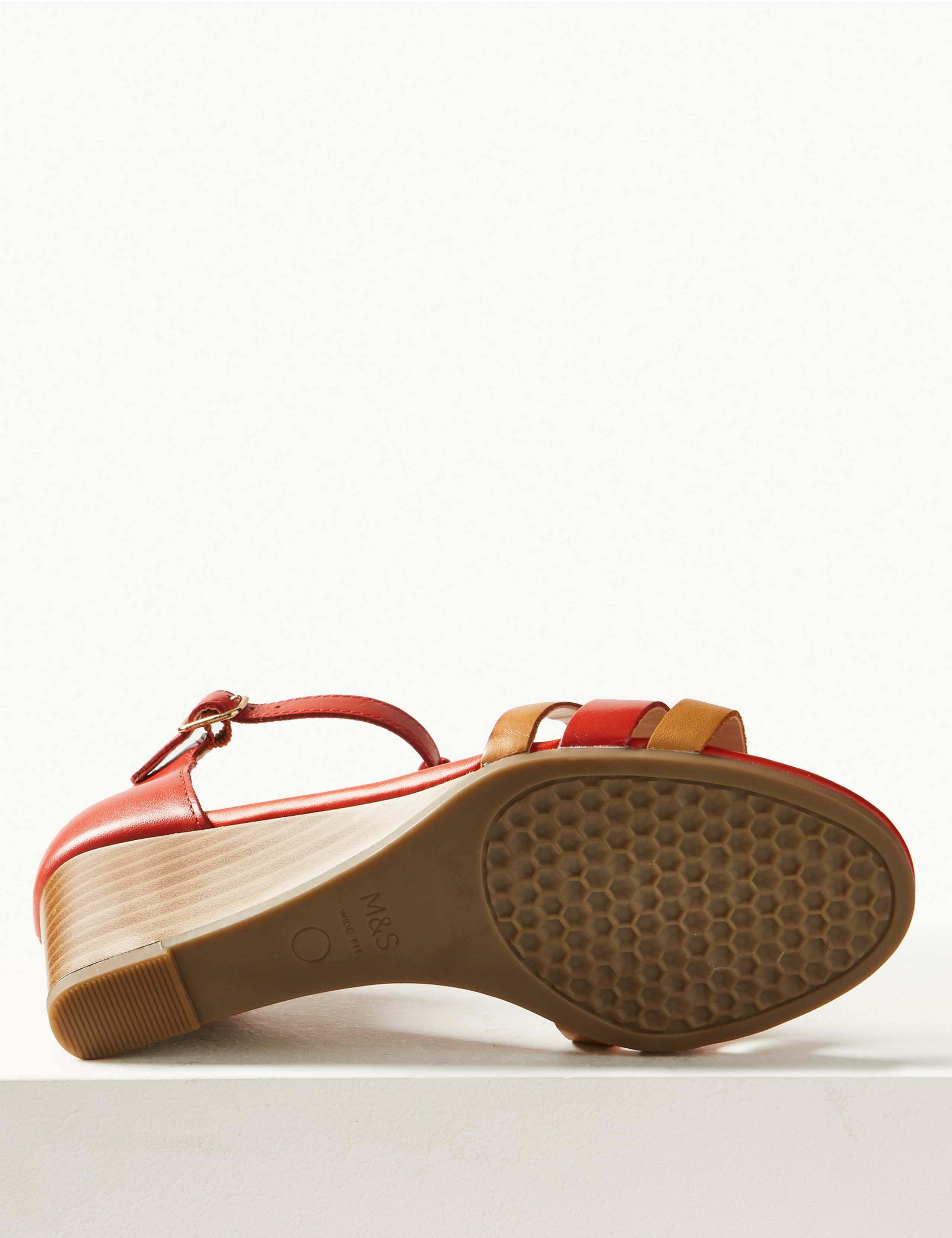 Wide Fit Leather Wedge Sandals 5 of 6