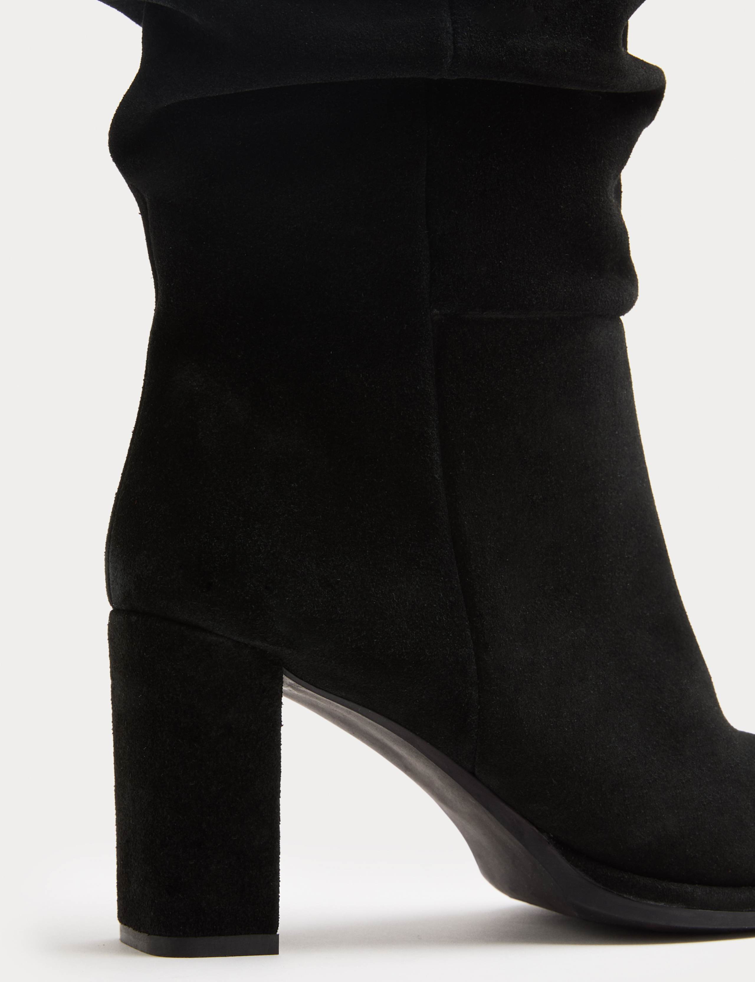 Suede Ruched Block Heel Knee High Boots 3 of 3