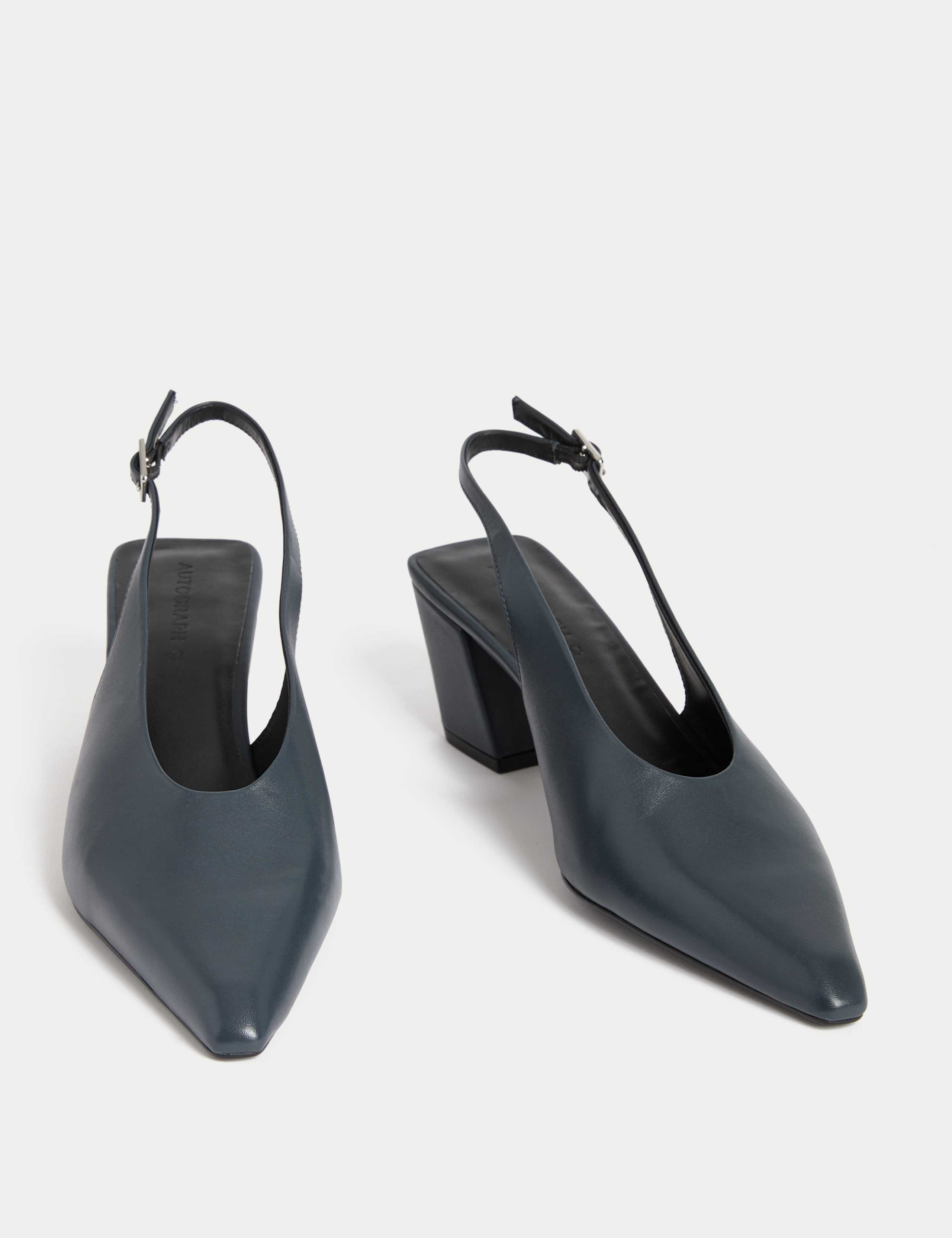 Leather Slingback Chisel Toe Court Shoes 2 of 3