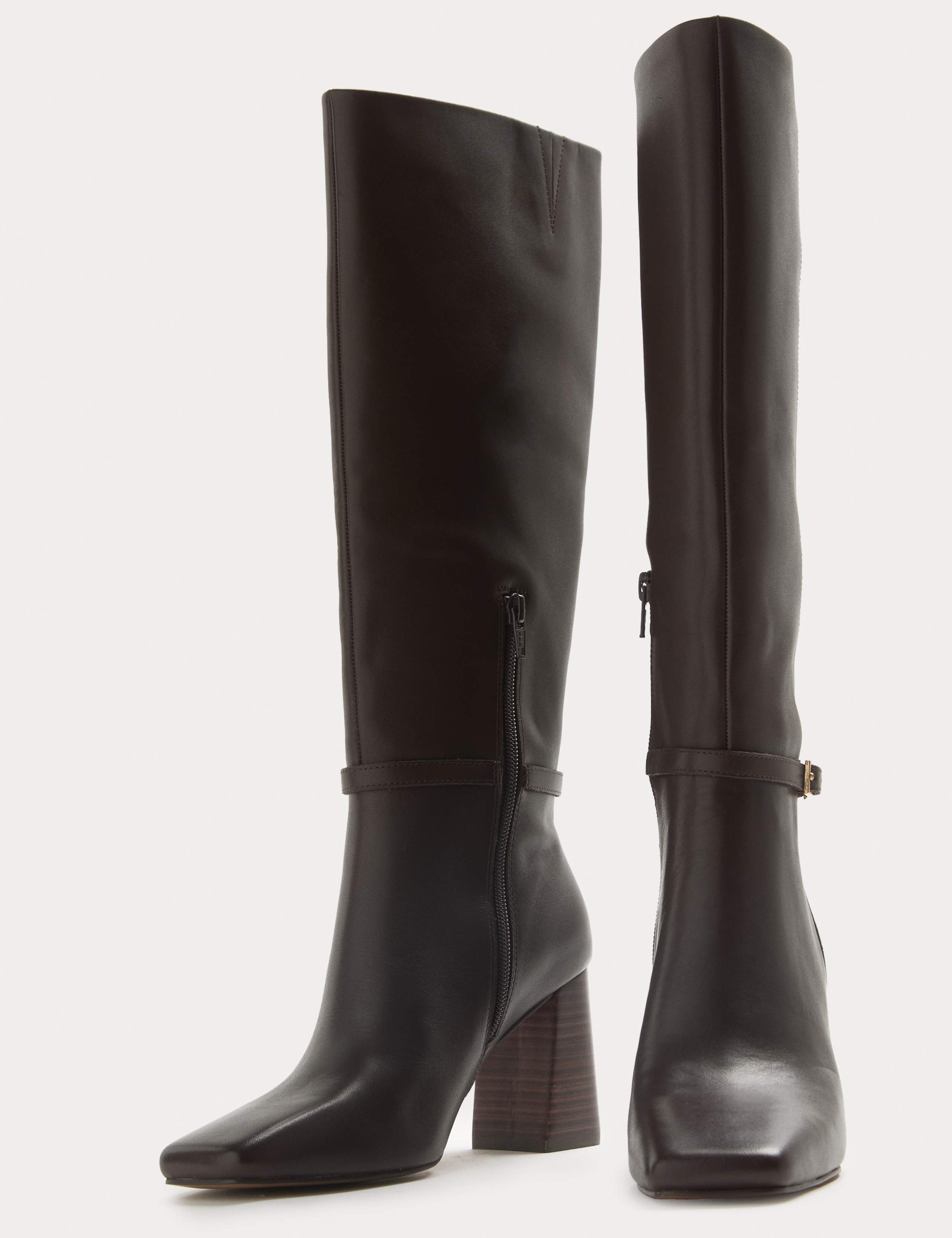 Leather Block Heel Knee High Boots 3 of 4