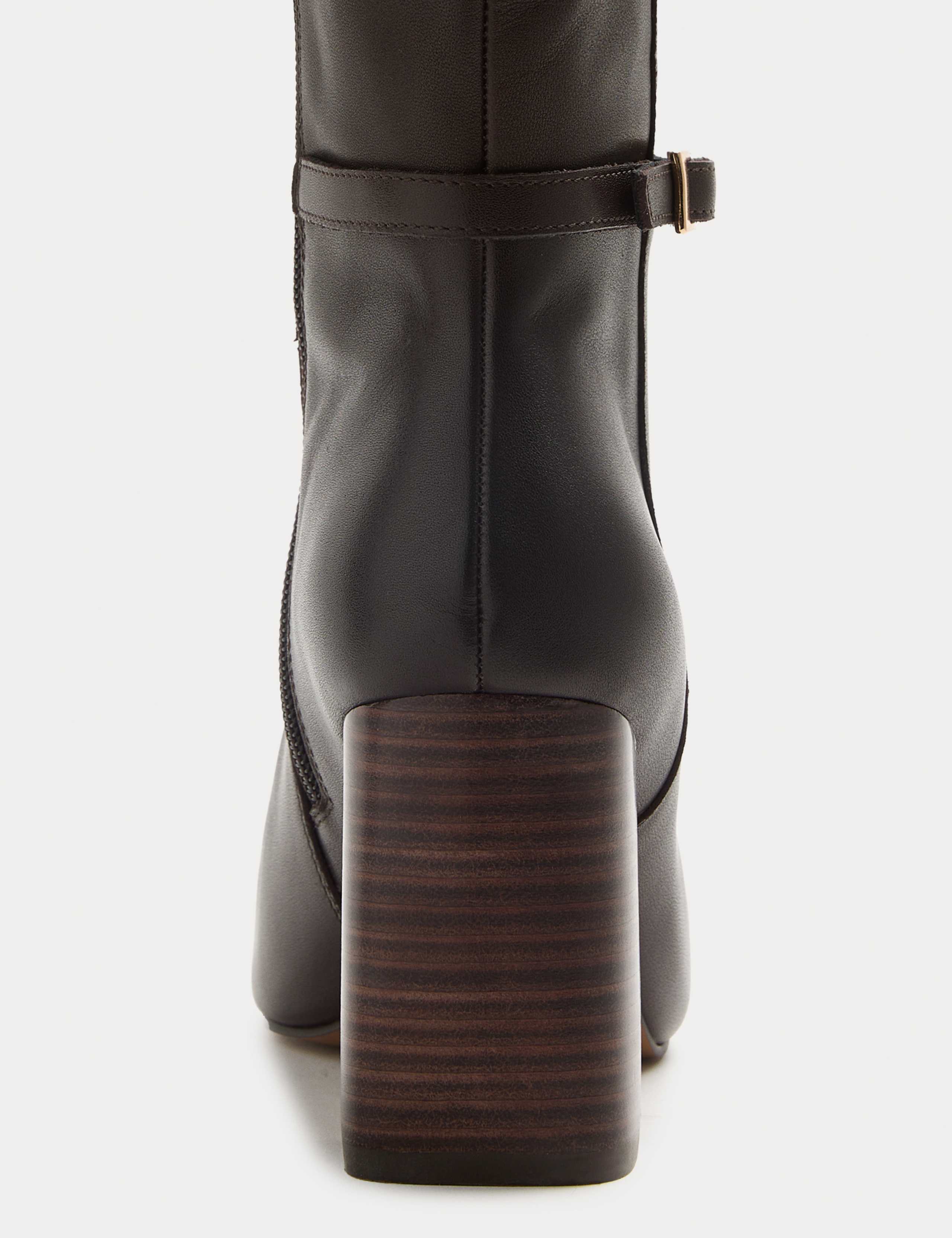 Leather Block Heel Knee High Boots 4 of 4