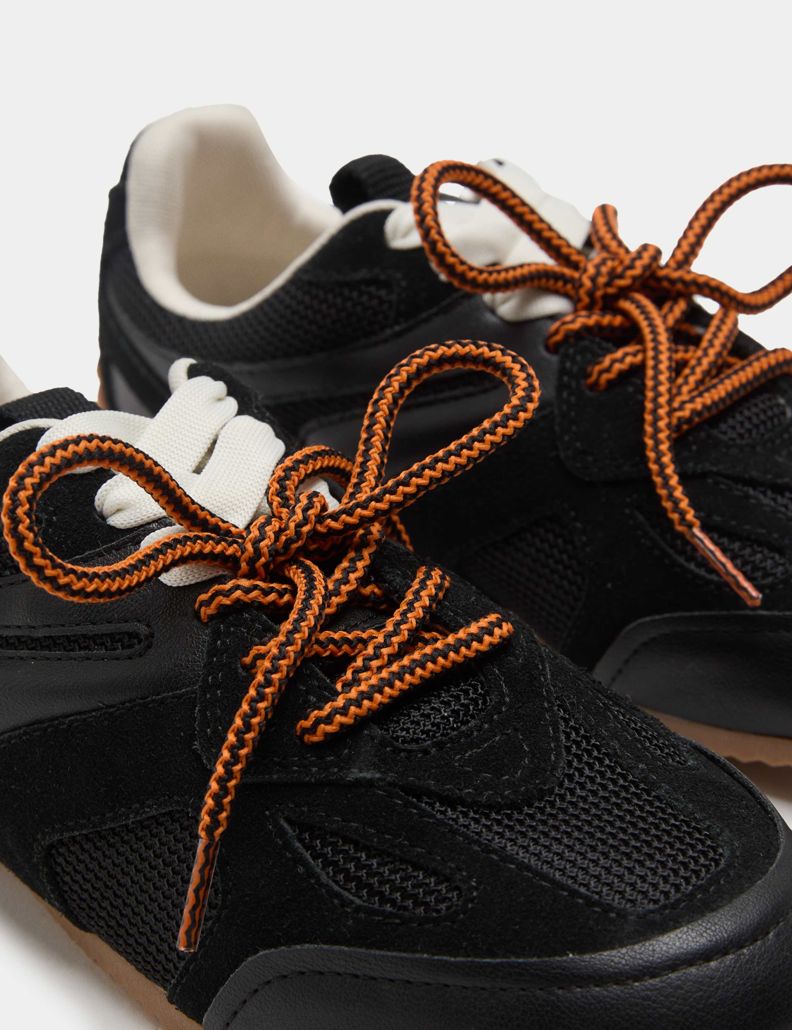 Leather Mix Lace Up Retro Trainers 3 of 3