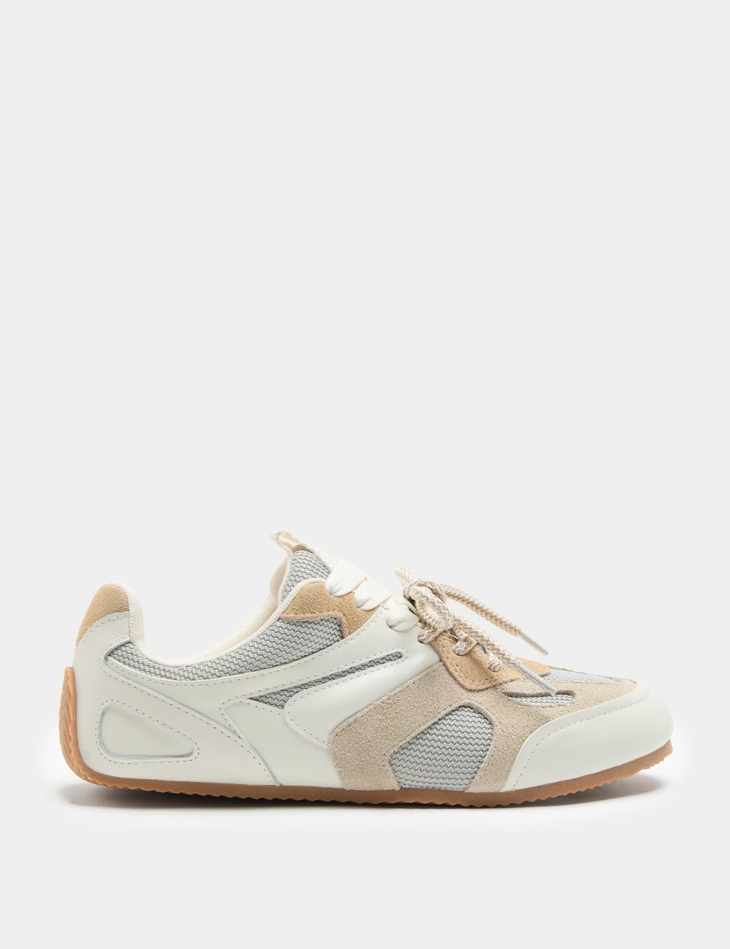 Leather Mix Lace Up Retro Trainers 2 of 3