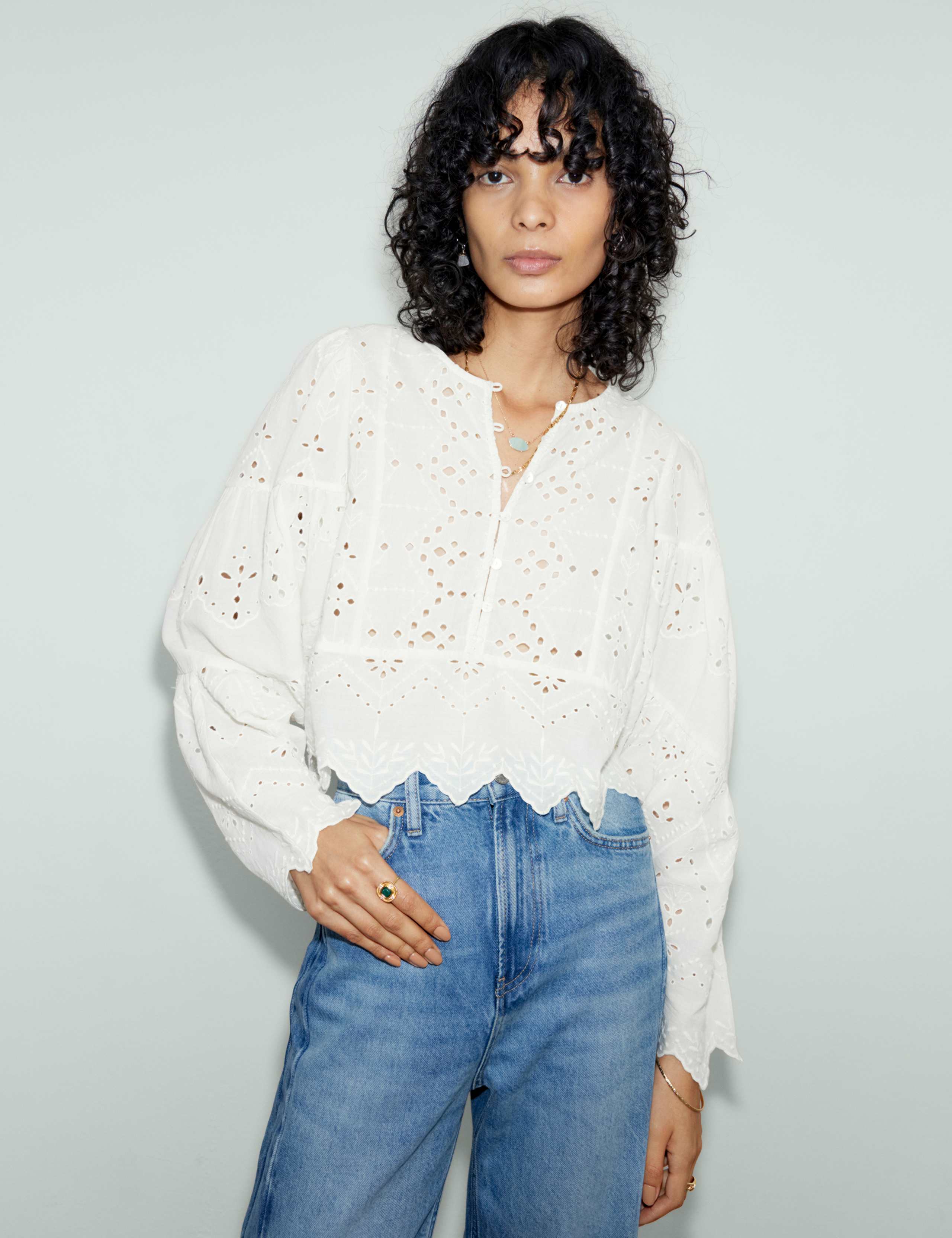Pure Cotton Broderie Blouse 1 of 6