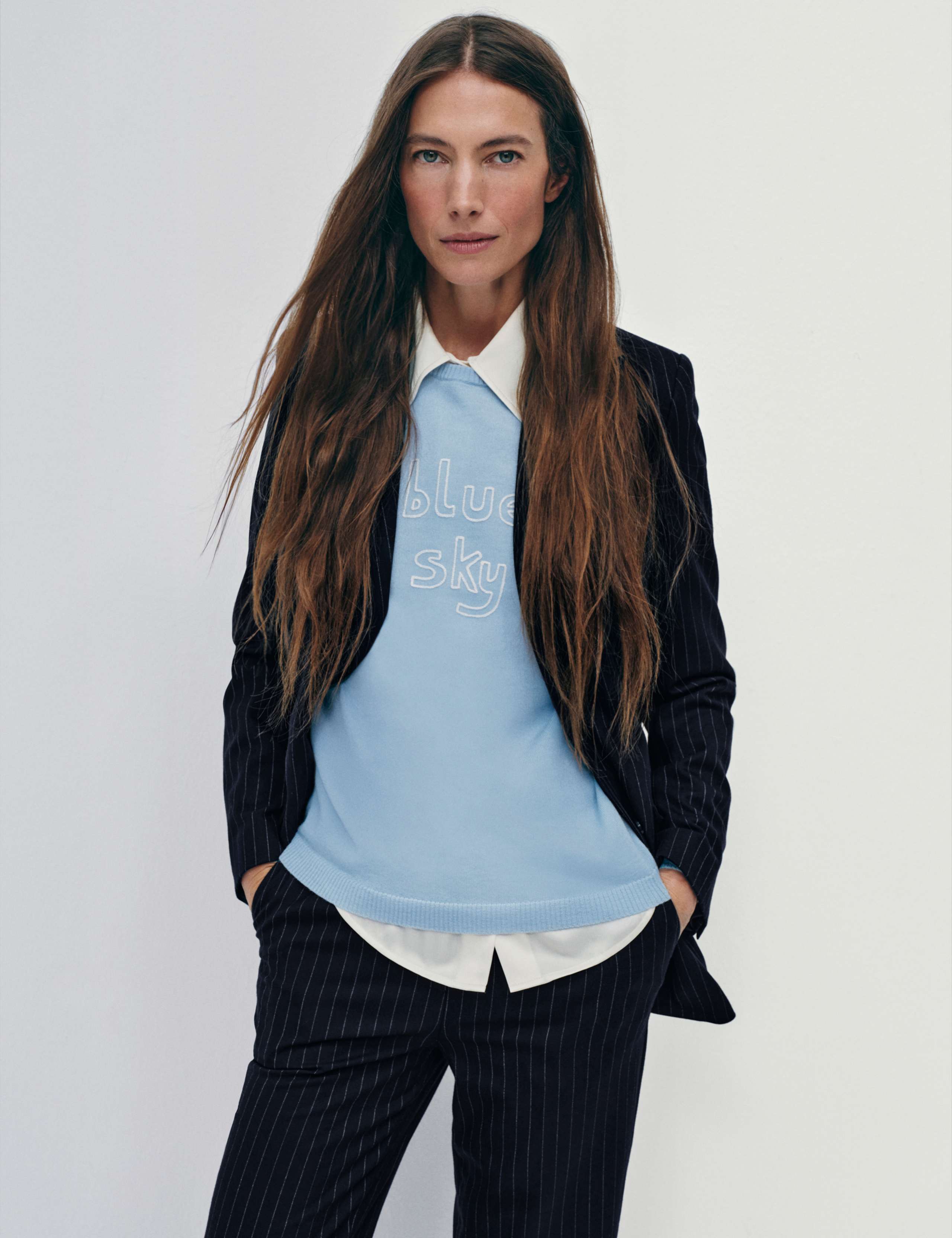 Pure Merino Wool Blue Sky Jumper 1 of 9