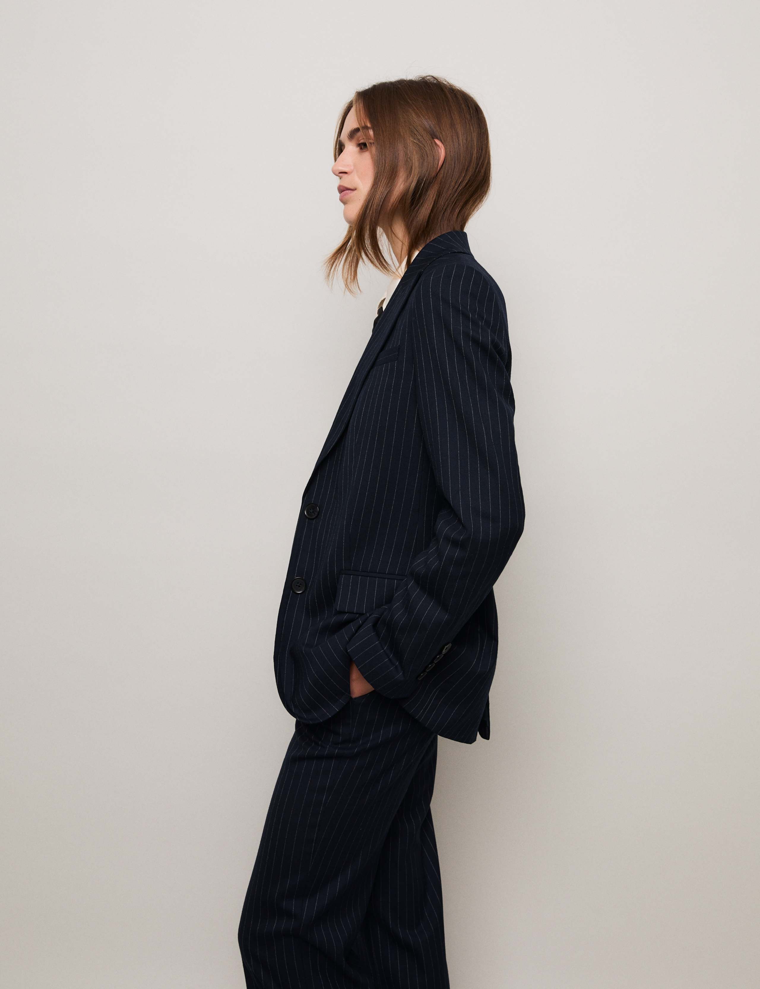 Wool-Blend Pinstripe Blazer 4 of 10