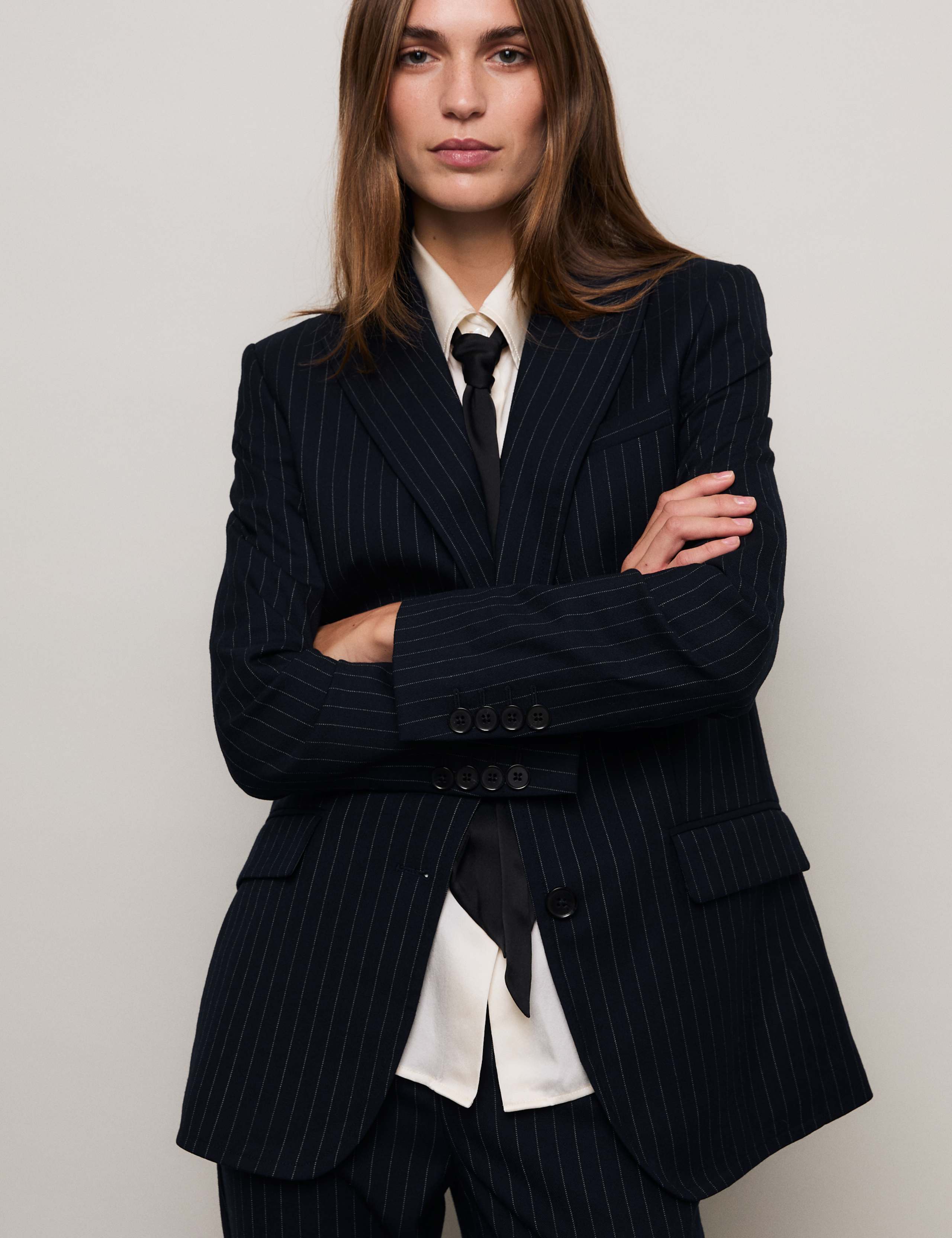 Wool-Blend Pinstripe Blazer 6 of 10