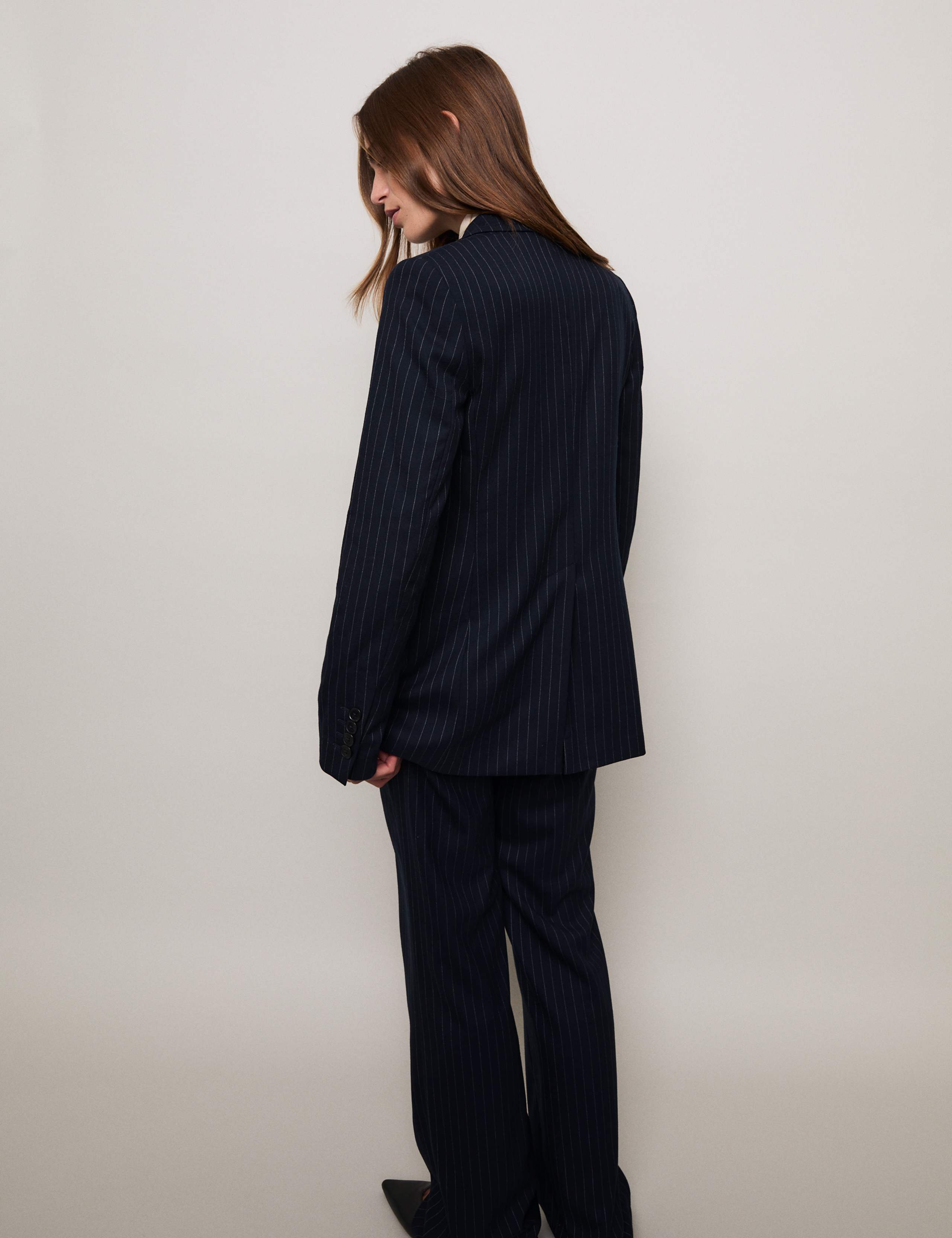 Wool-Blend Pinstripe Blazer 8 of 10