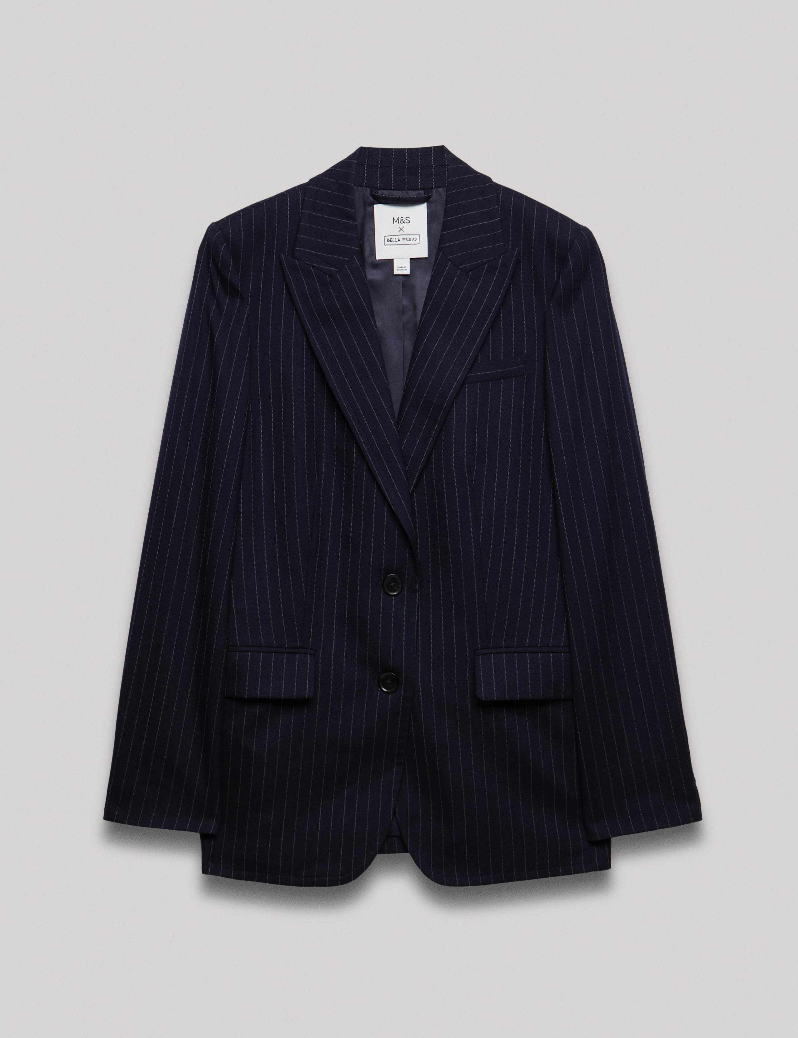 Wool-Blend Pinstripe Blazer 2 of 10