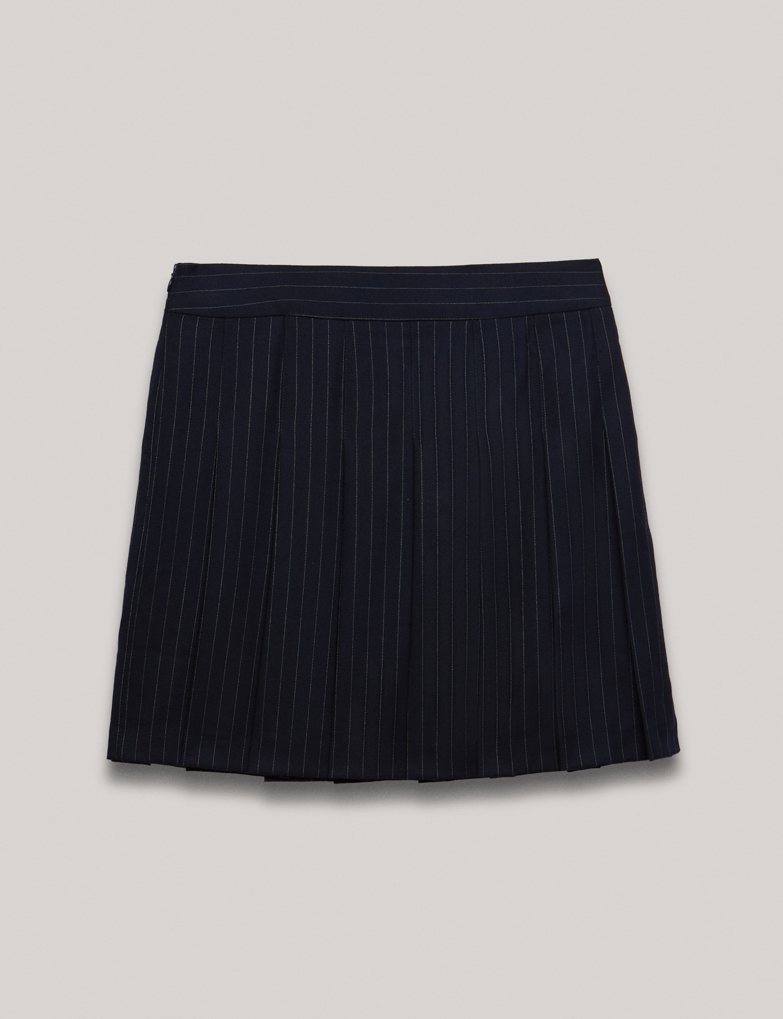 Wool-Blend Pinstripe Pleated Mini Skirt 2 of 7