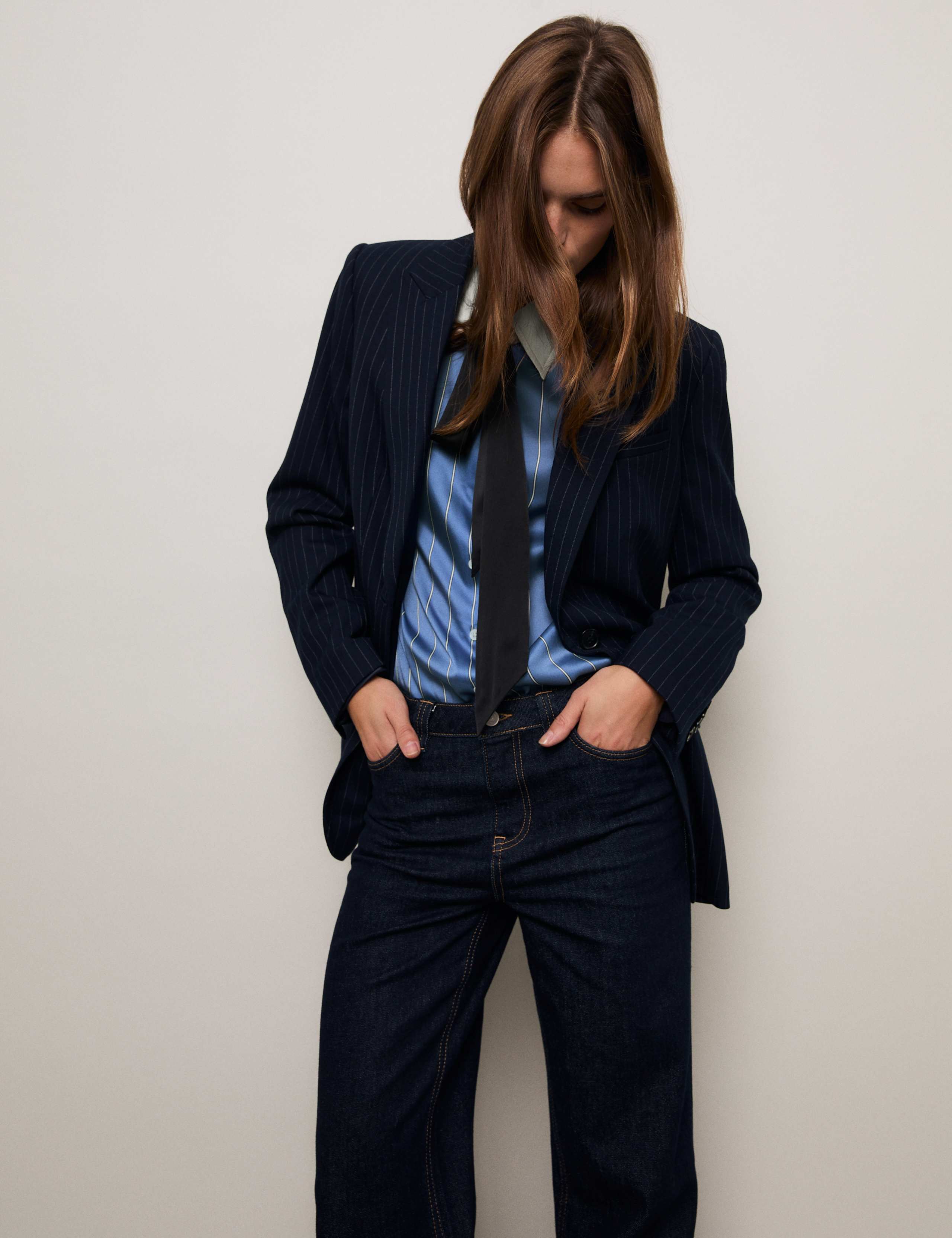 Pure Silk Pinstripe Collared Shirt 4 of 10