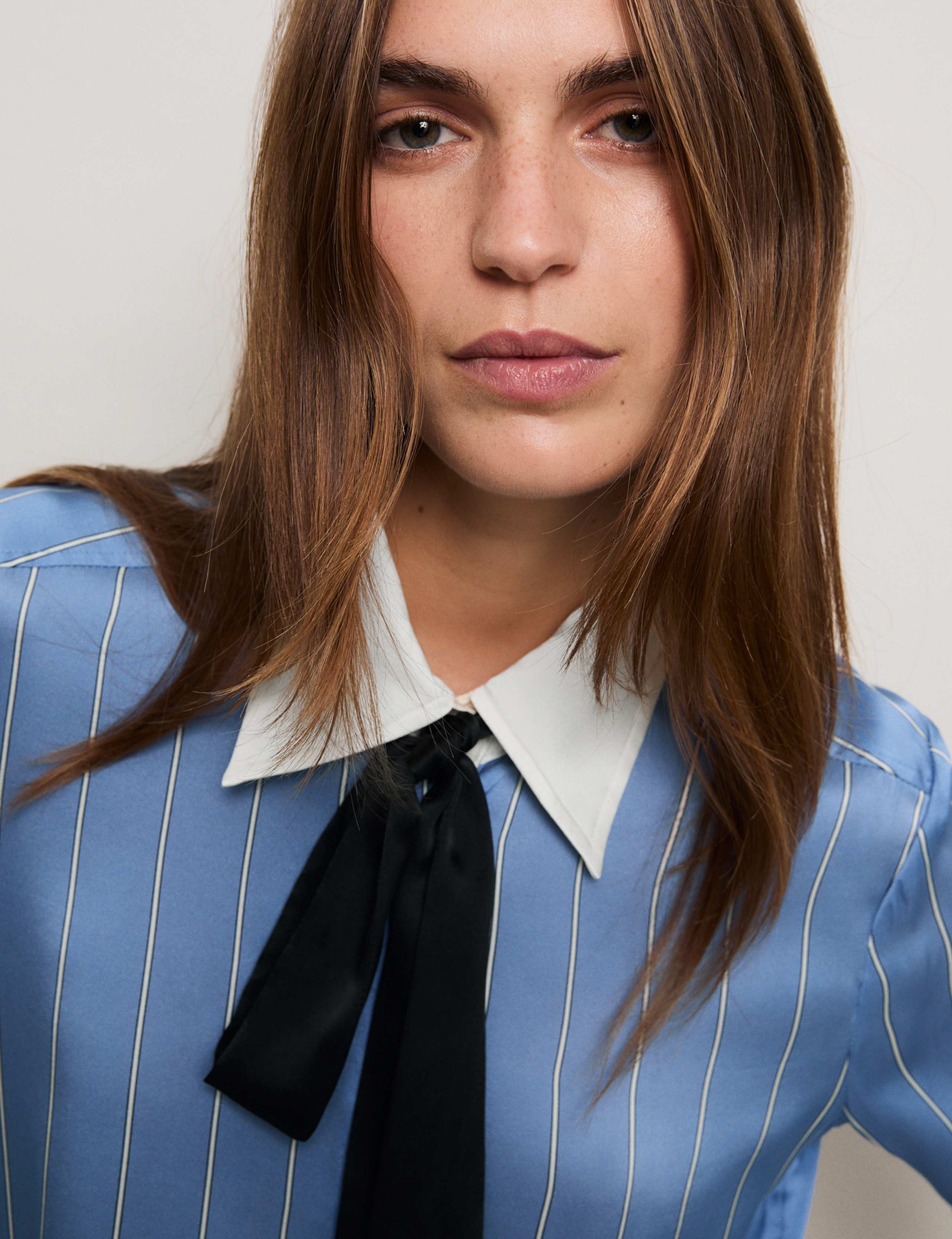 Pure Silk Pinstripe Collared Shirt 5 of 10