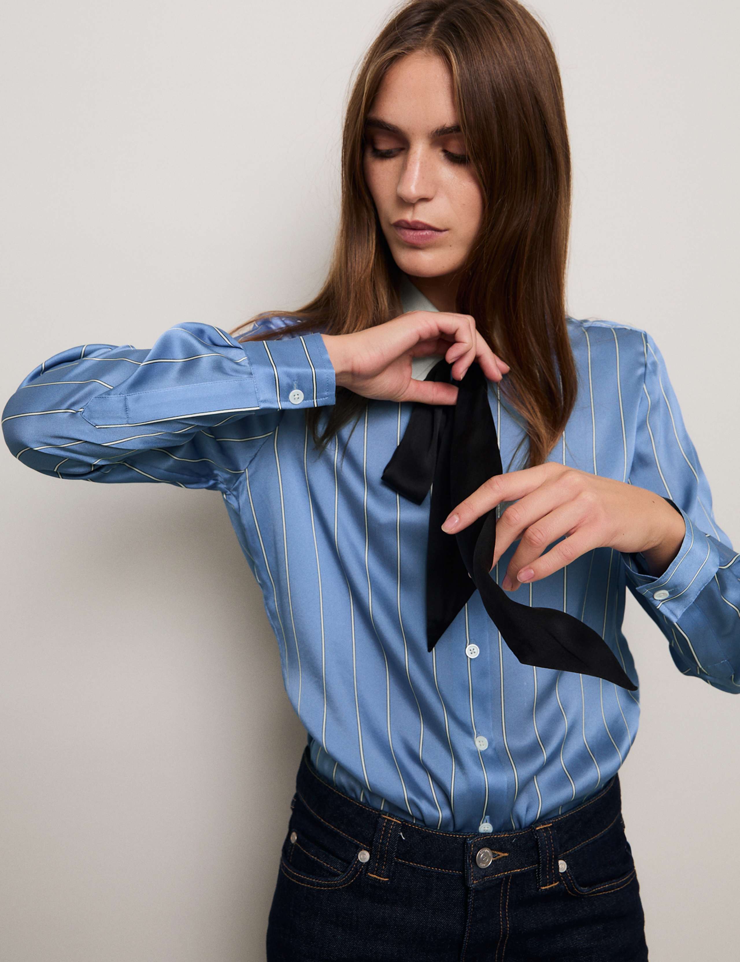 Pure Silk Pinstripe Collared Shirt 6 of 10