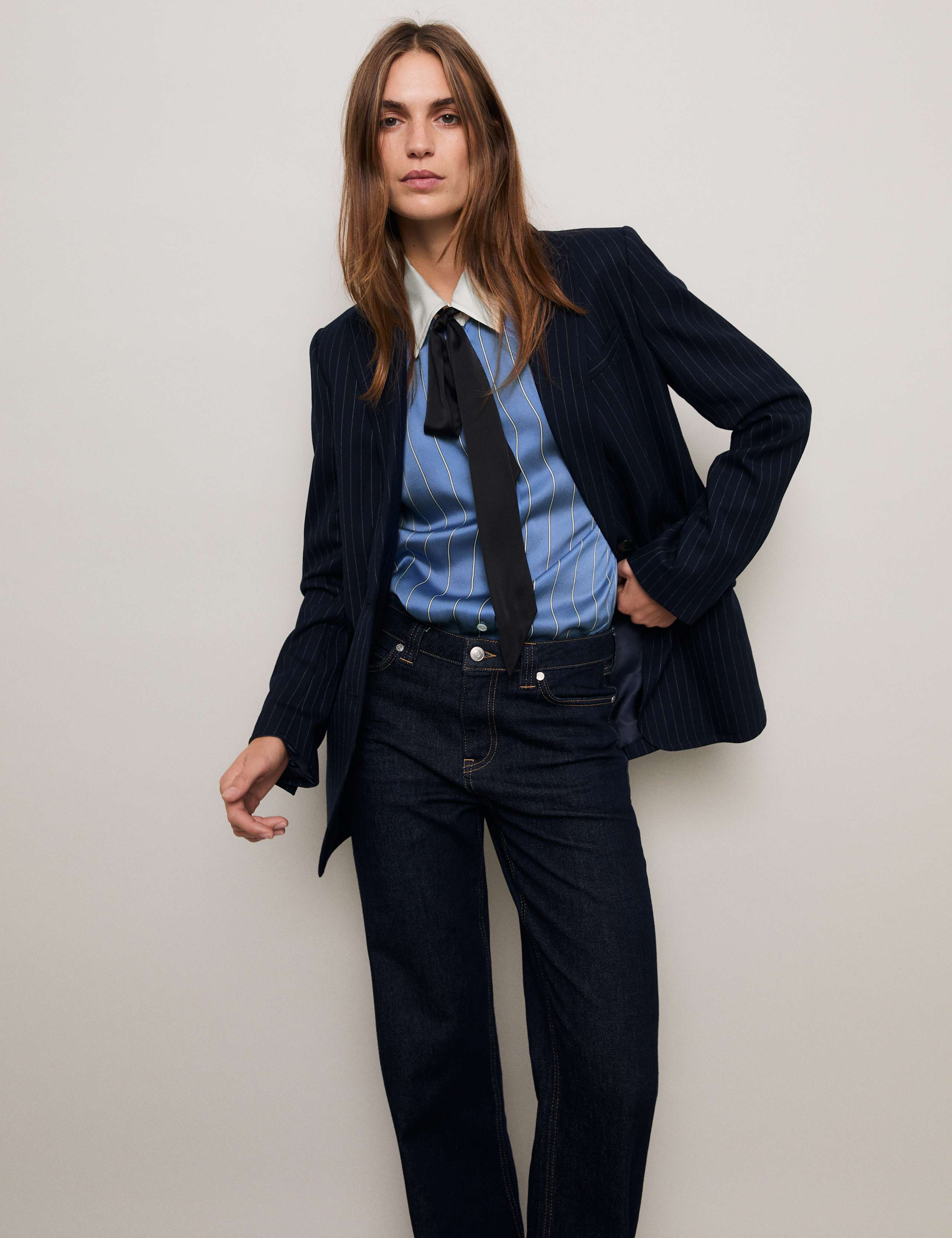 Pure Silk Pinstripe Collared Shirt 8 of 10