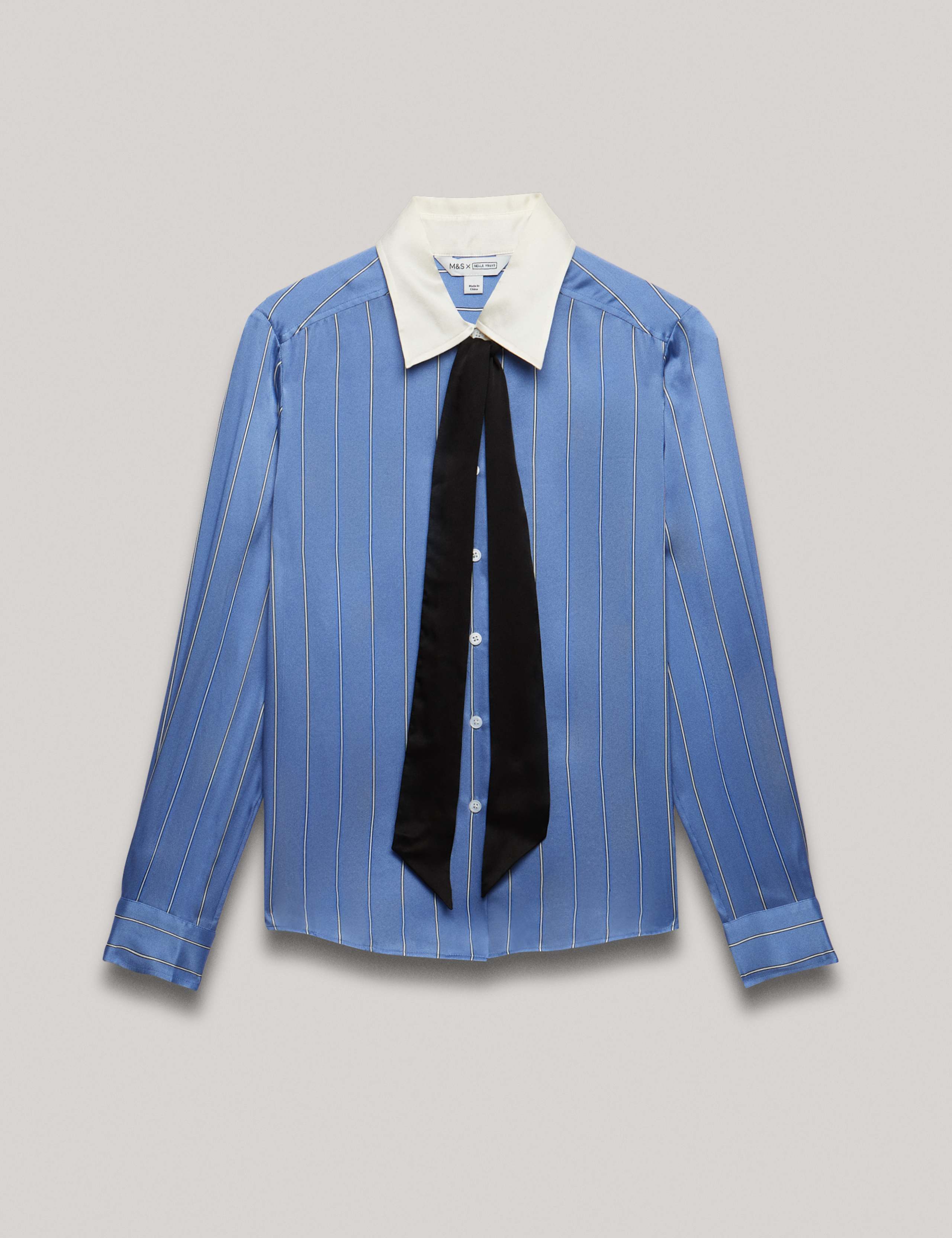 Pure Silk Pinstripe Collared Shirt 2 of 10