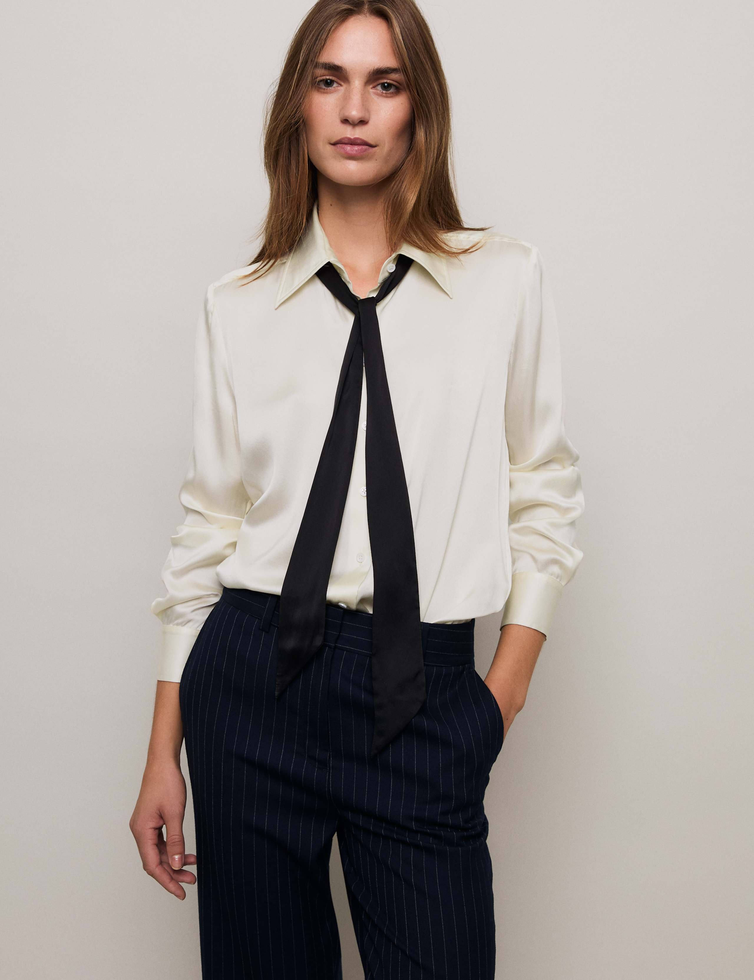Pure Silk Collared Shirt With Tie 4 of 8