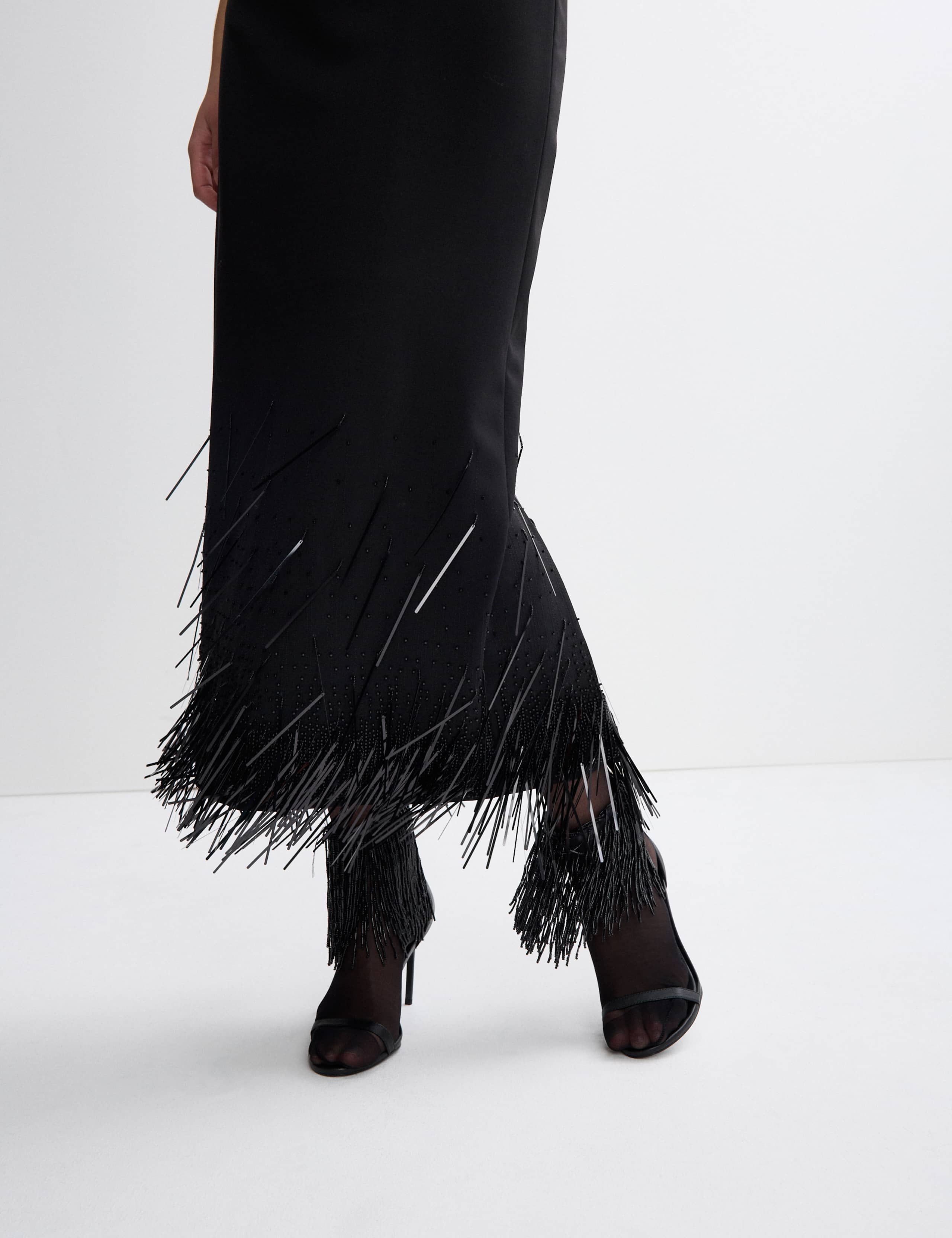 Wool Blend Embellished Tassel Midi Dress 3 of 8