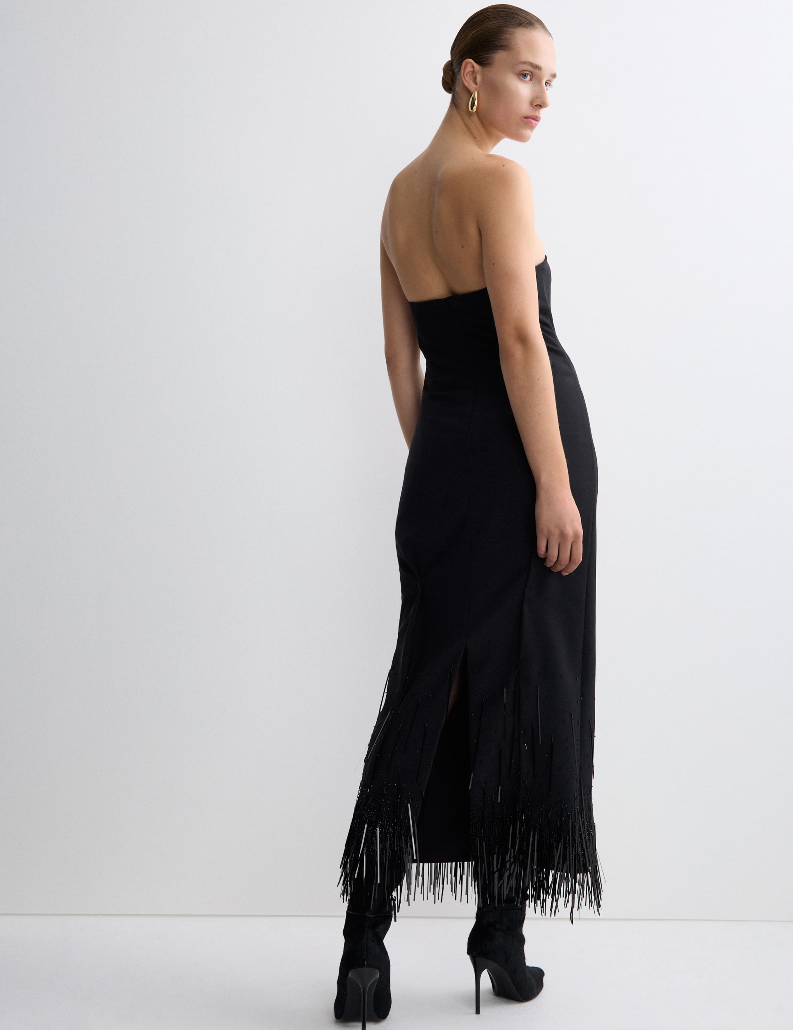 Wool Blend Embellished Tassel Midi Dress 4 of 8