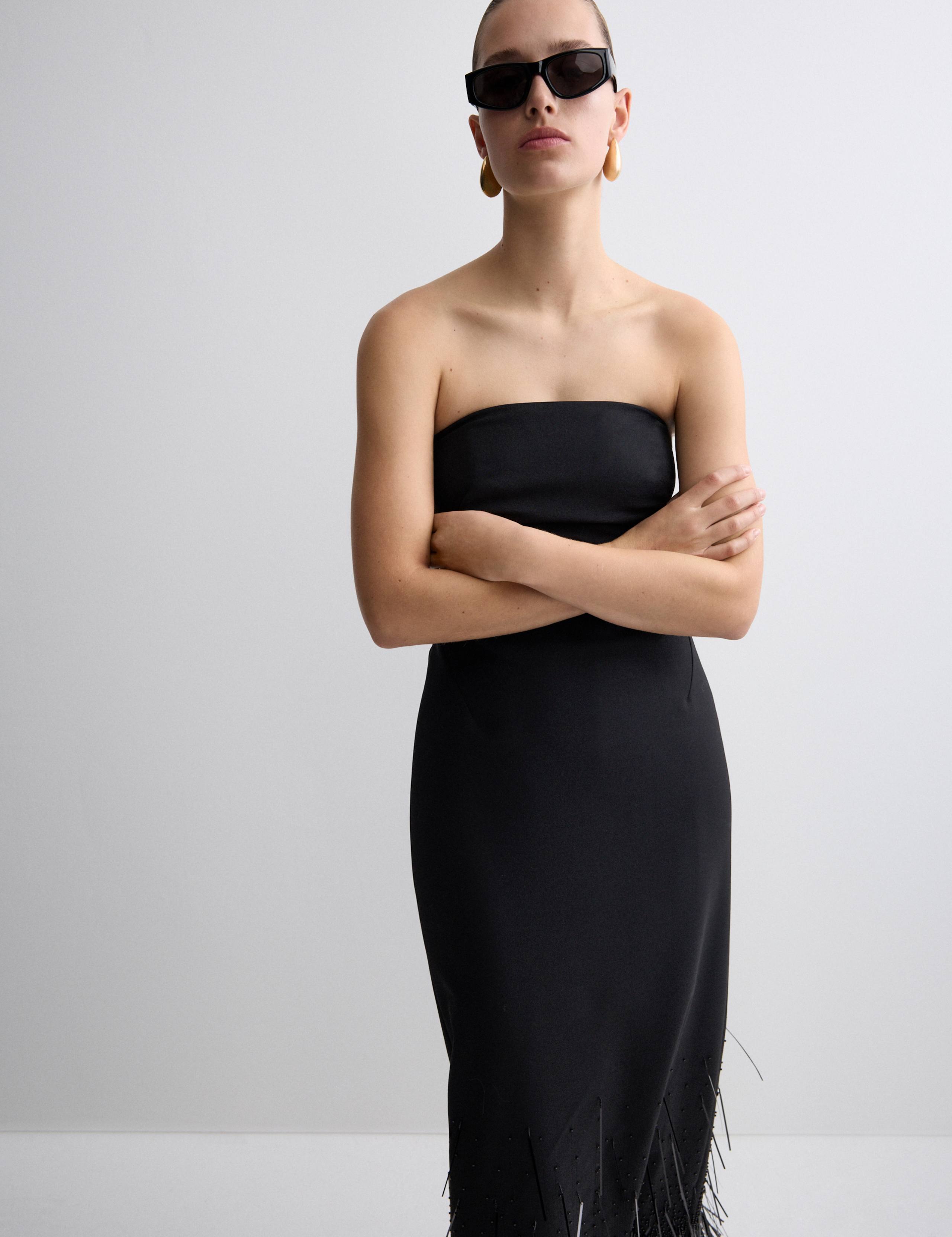 Wool Blend Embellished Tassel Midi Dress 7 of 8