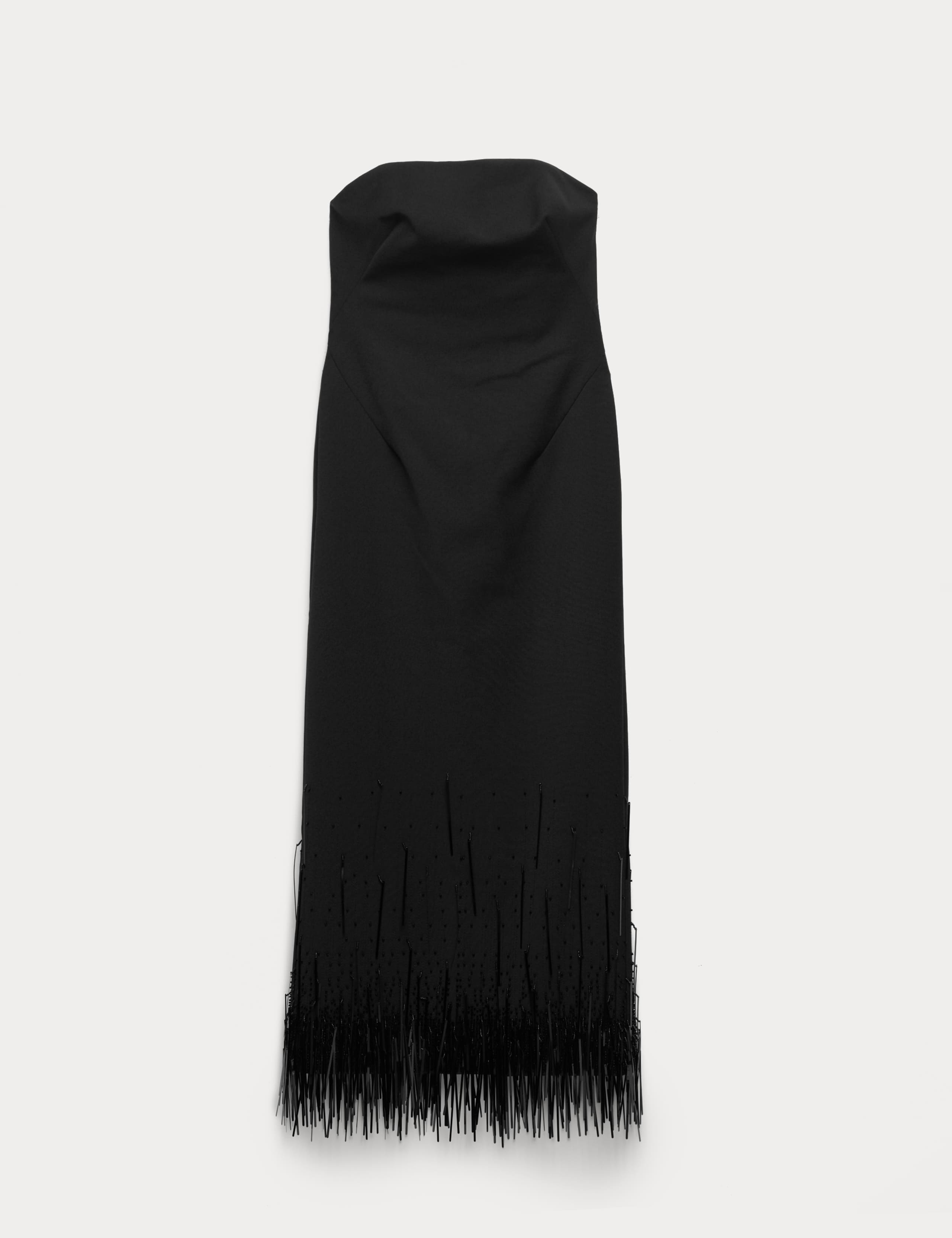 Wool Blend Embellished Tassel Midi Dress 2 of 8
