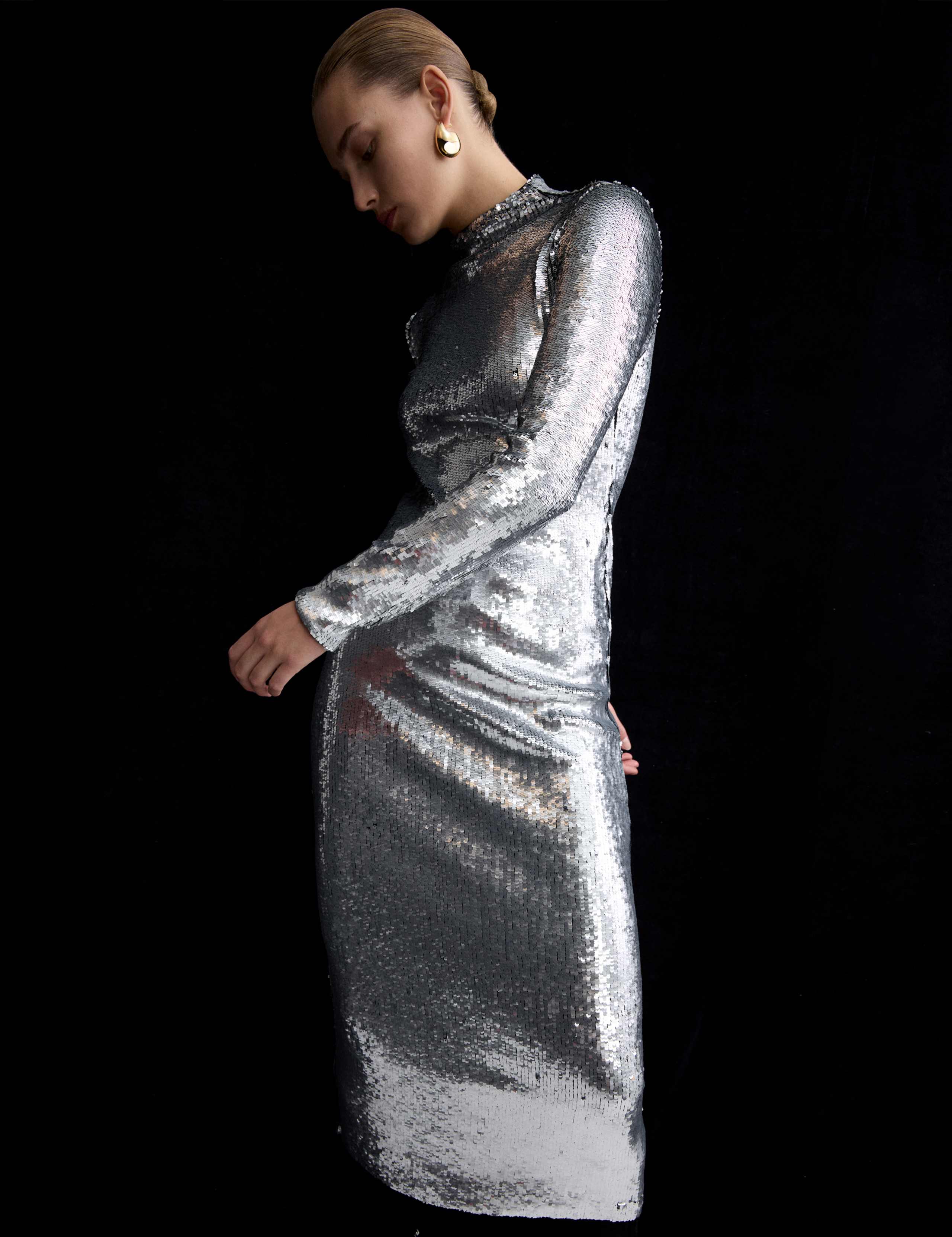 Sequin Embellished High Neck Midaxi Dress 6 of 10