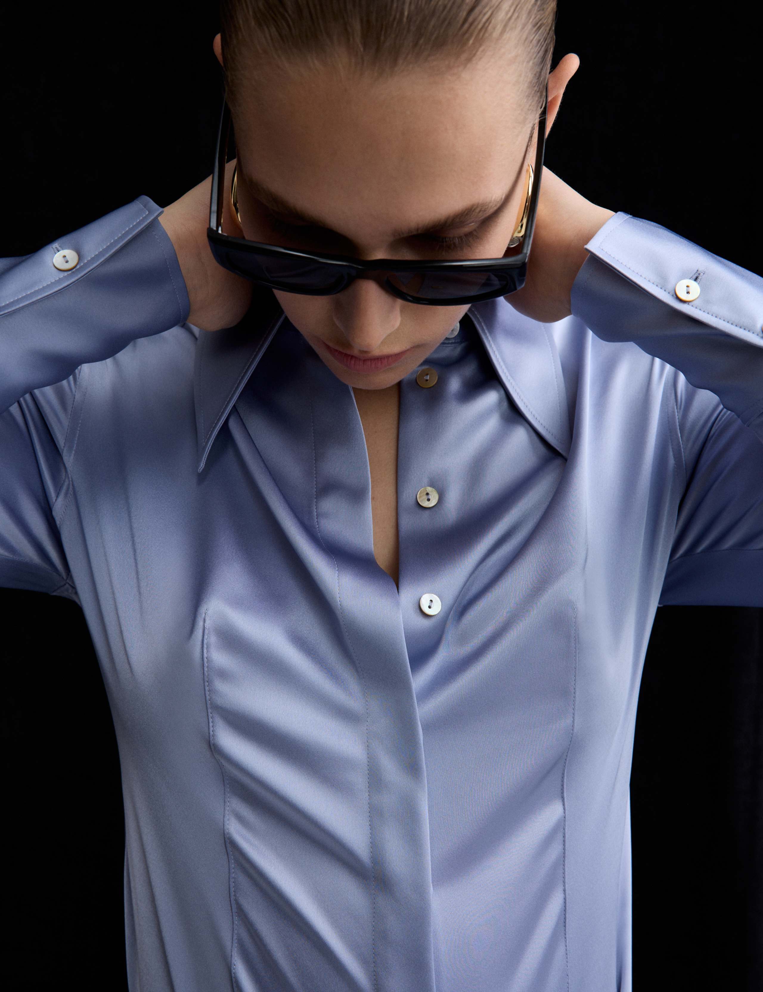 Satin Collared Fitted Long Sleeve Shirt 4 of 11