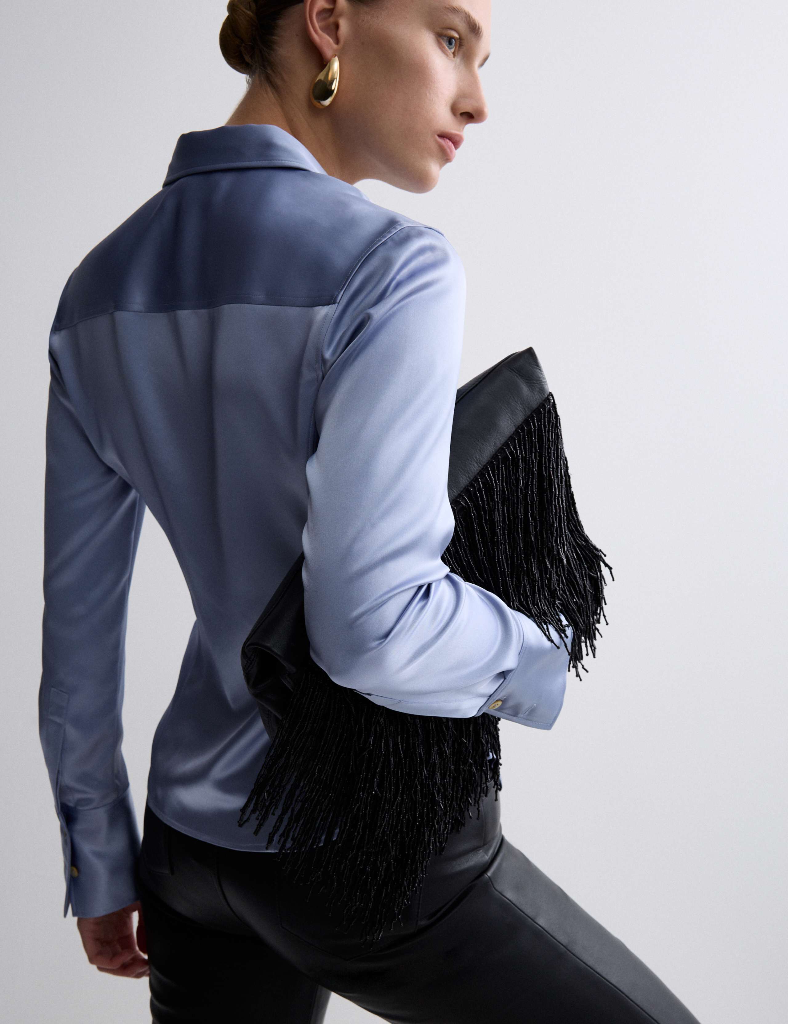 Satin Collared Fitted Long Sleeve Shirt 5 of 11