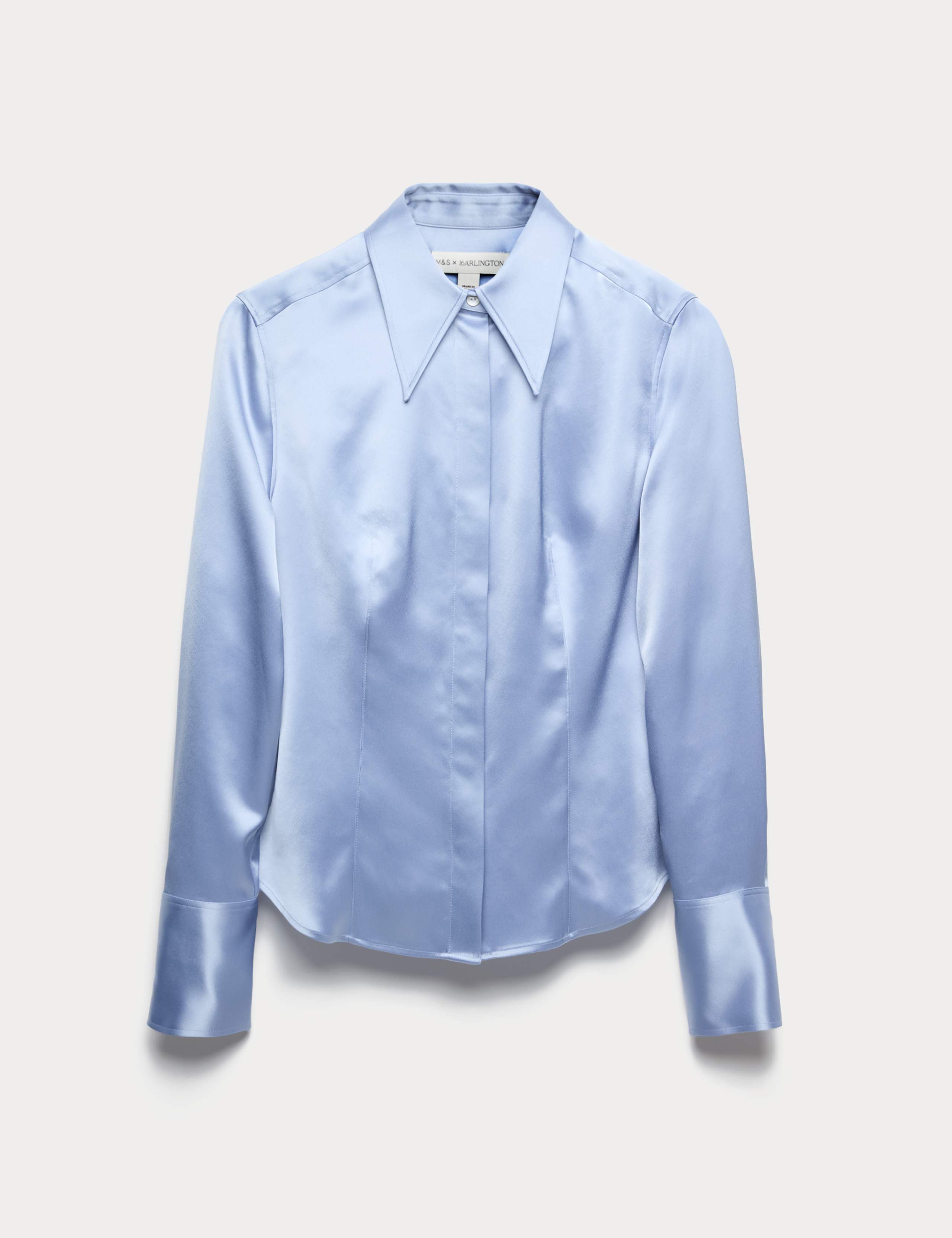 Satin Collared Fitted Long Sleeve Shirt 2 of 11