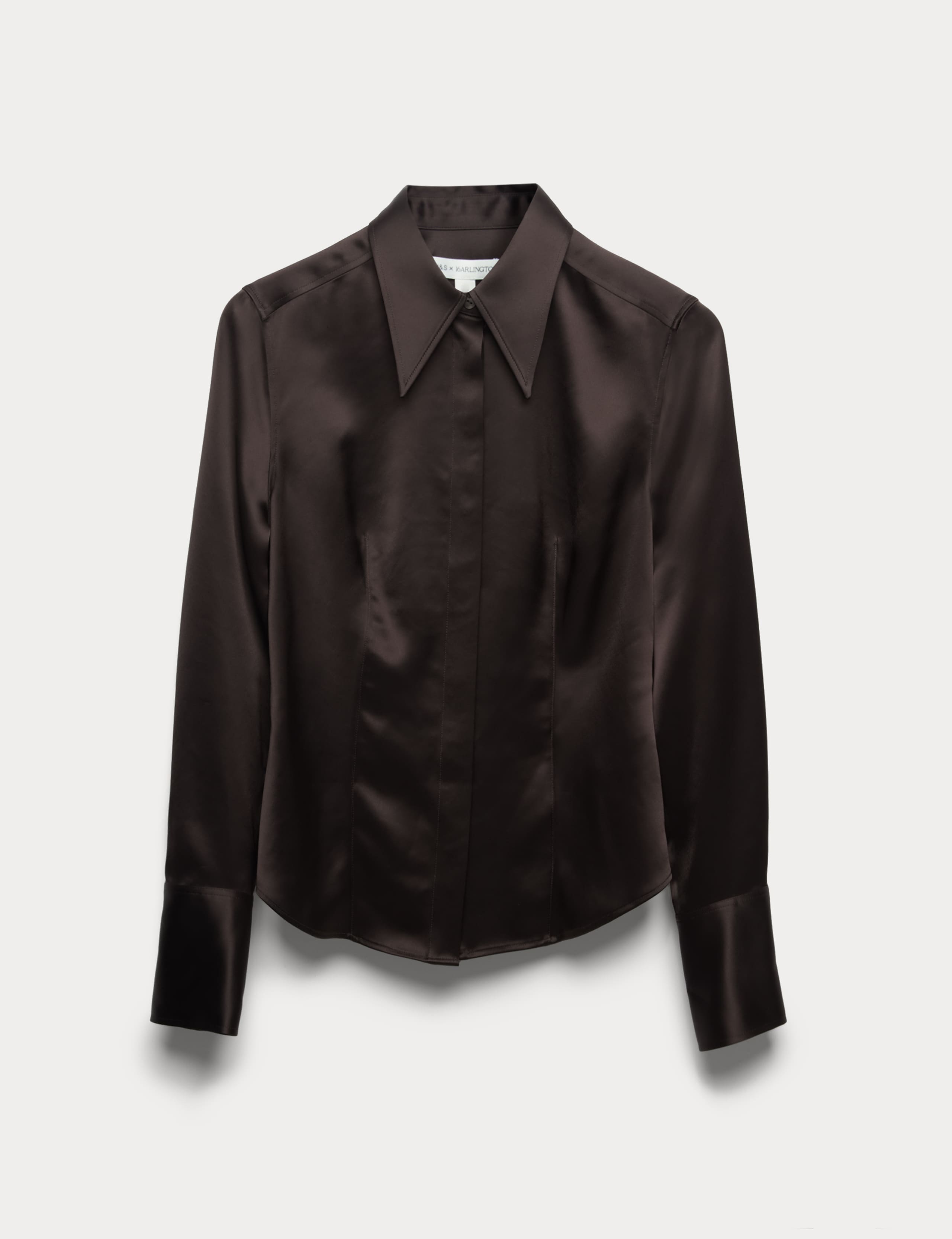 Satin Collared Fitted Long Sleeve Shirt 2 of 8