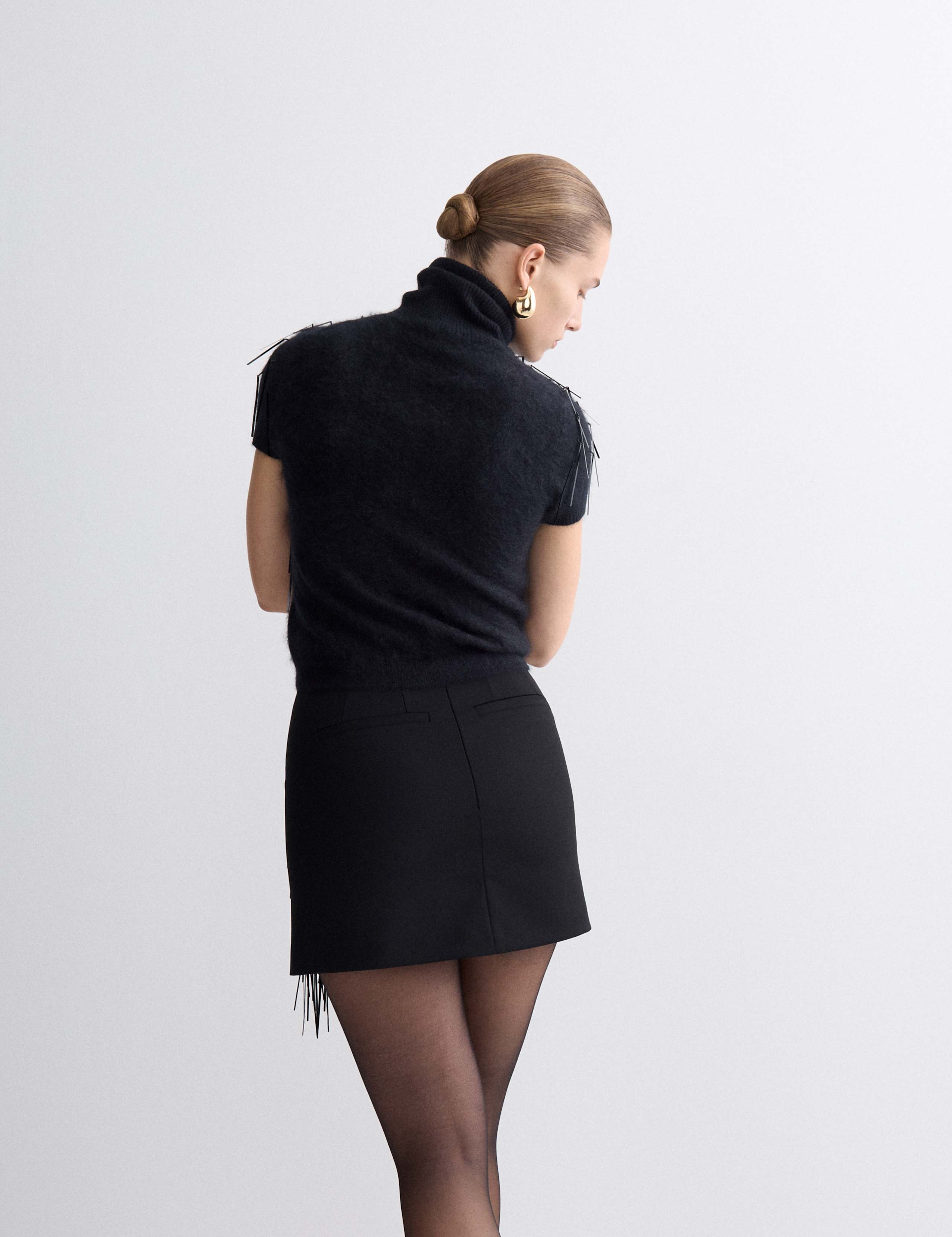 Wool Blend Embellished Tassel Mini Skirt 6 of 8