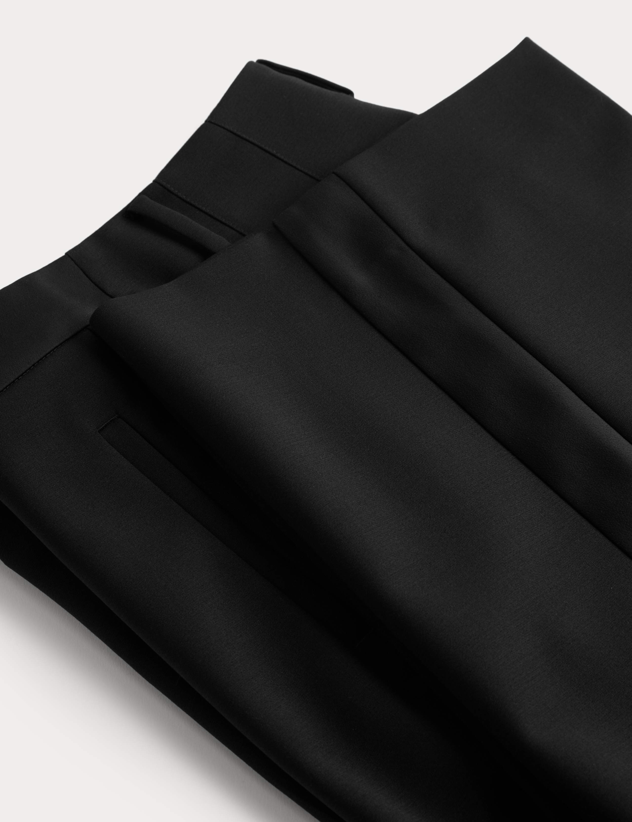 Wool Blend Satin Trim Wide Leg Trousers 9 of 9