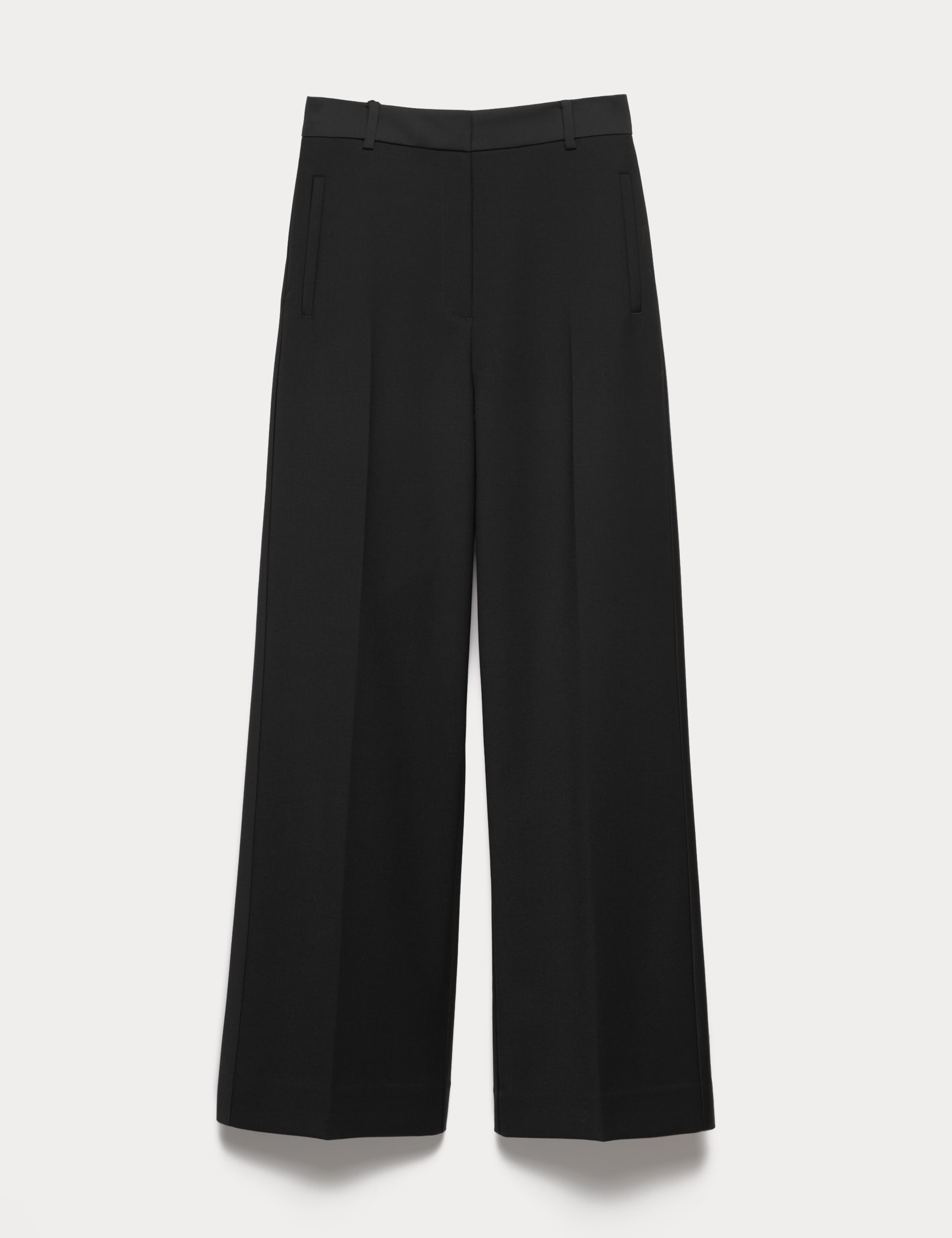 Wool Blend Satin Trim Wide Leg Trousers 2 of 9