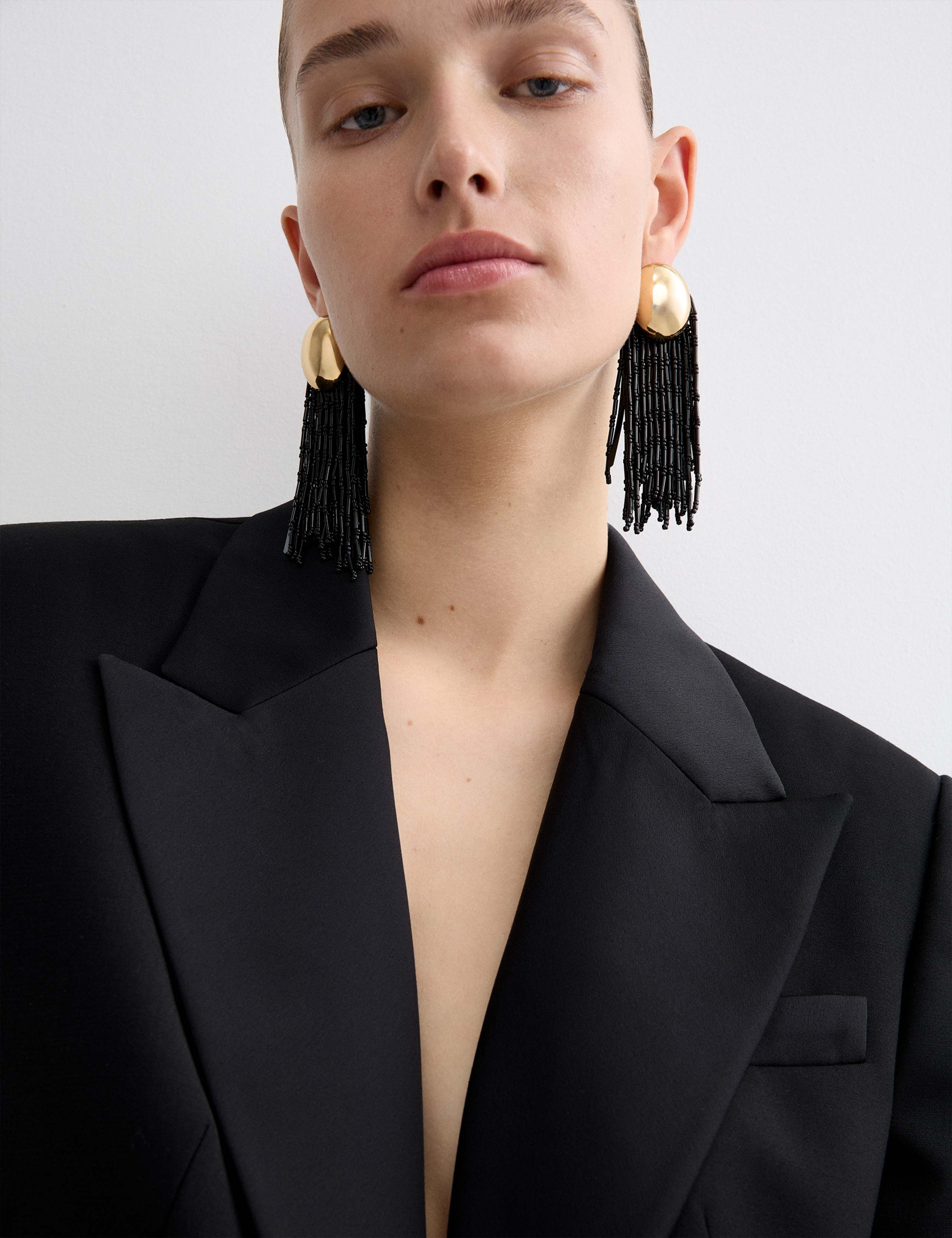 Wool Blend Satin Trim Tailored Blazer 6 of 10