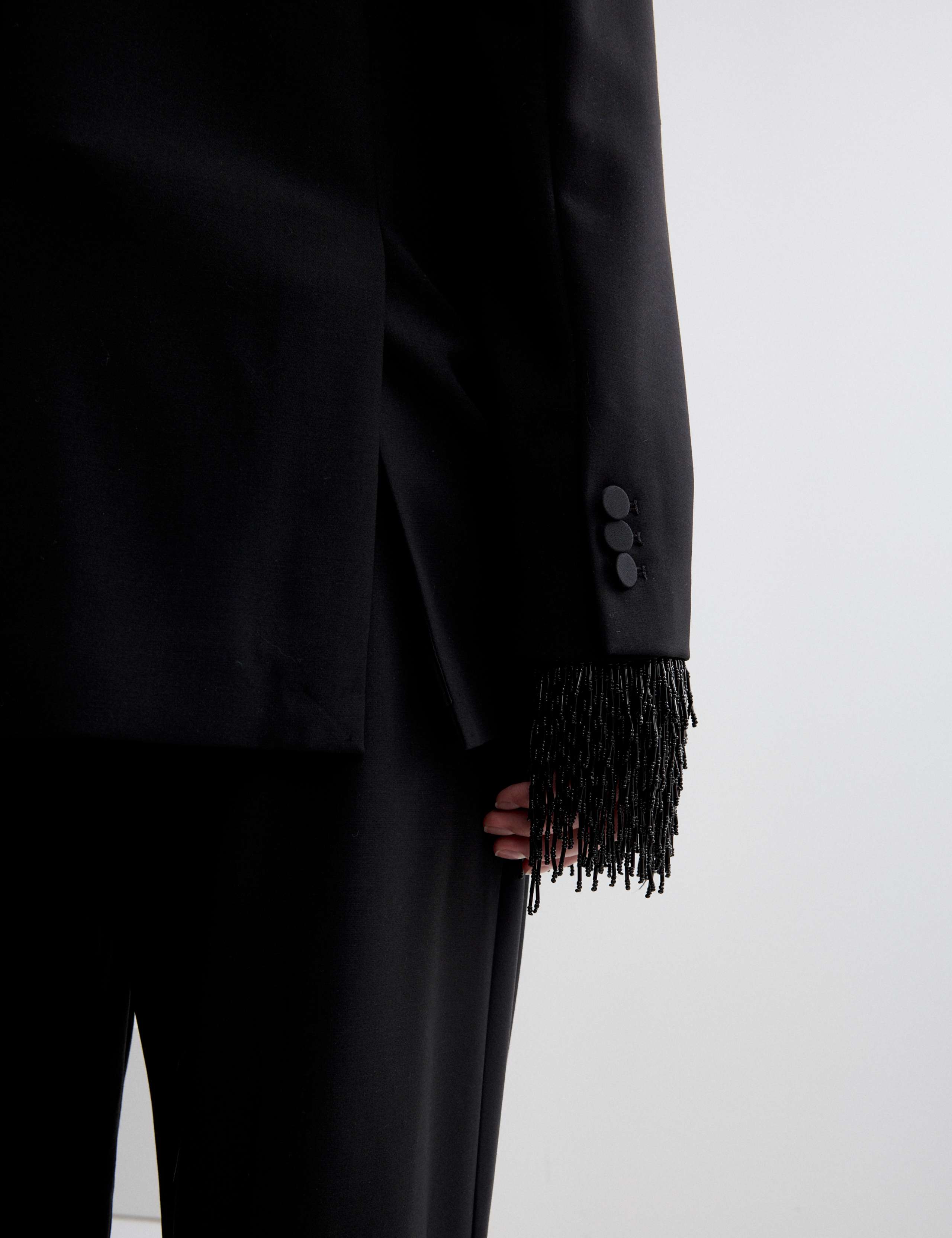 Wool Blend Satin Trim Tailored Blazer 9 of 10