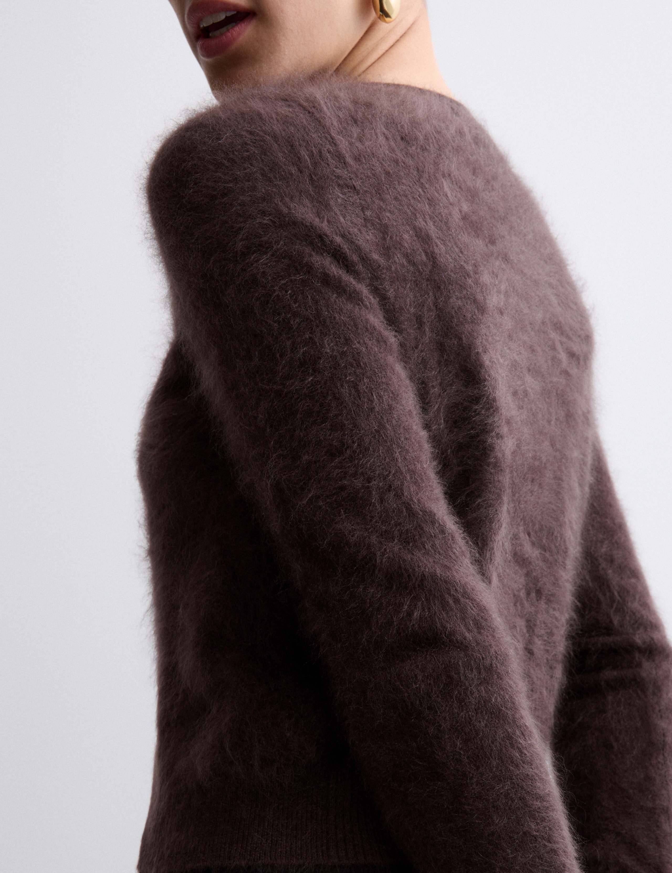 Brushed Pure Cashmere Button Front Cardigan 3 of 7