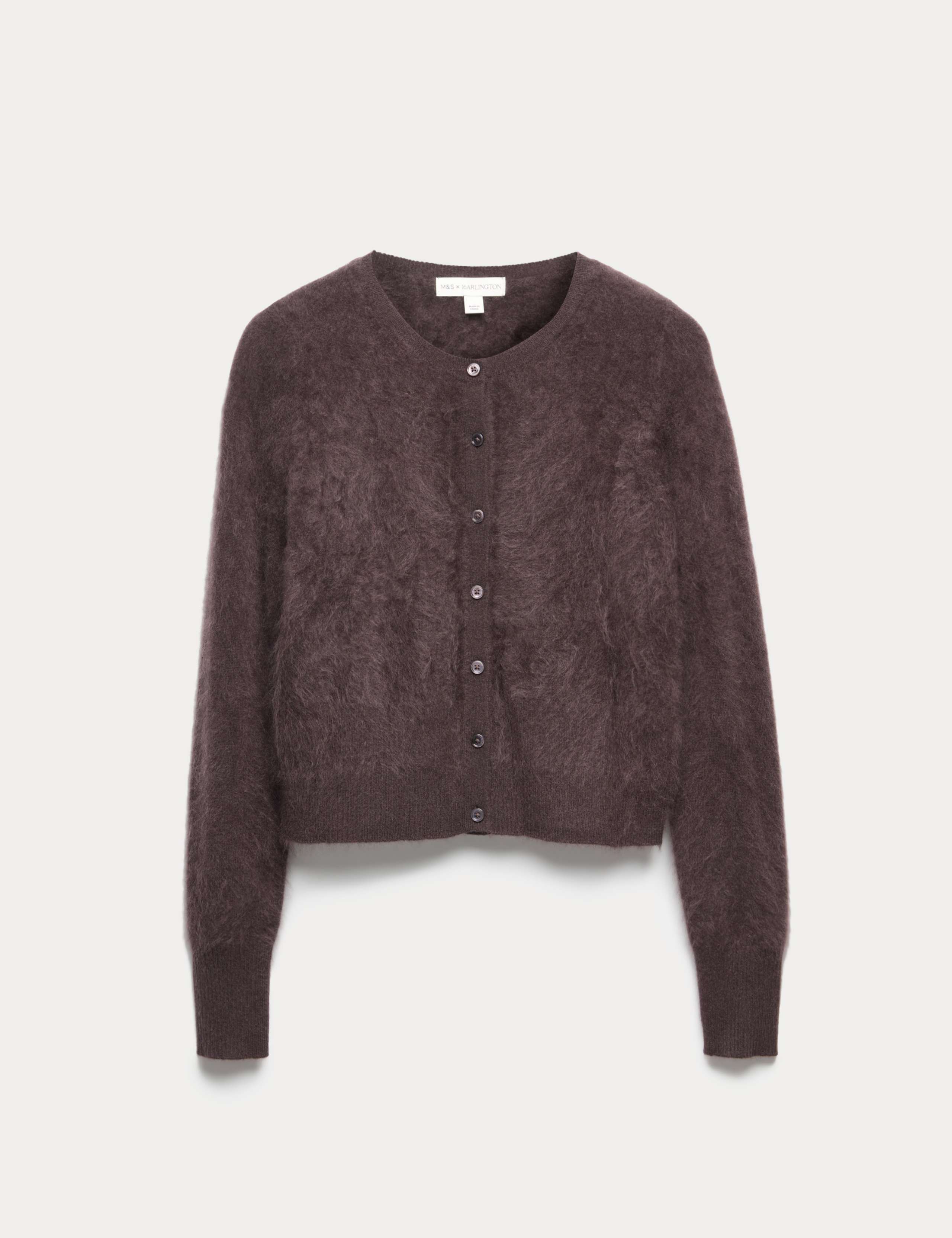 Brushed Pure Cashmere Button Front Cardigan 2 of 7