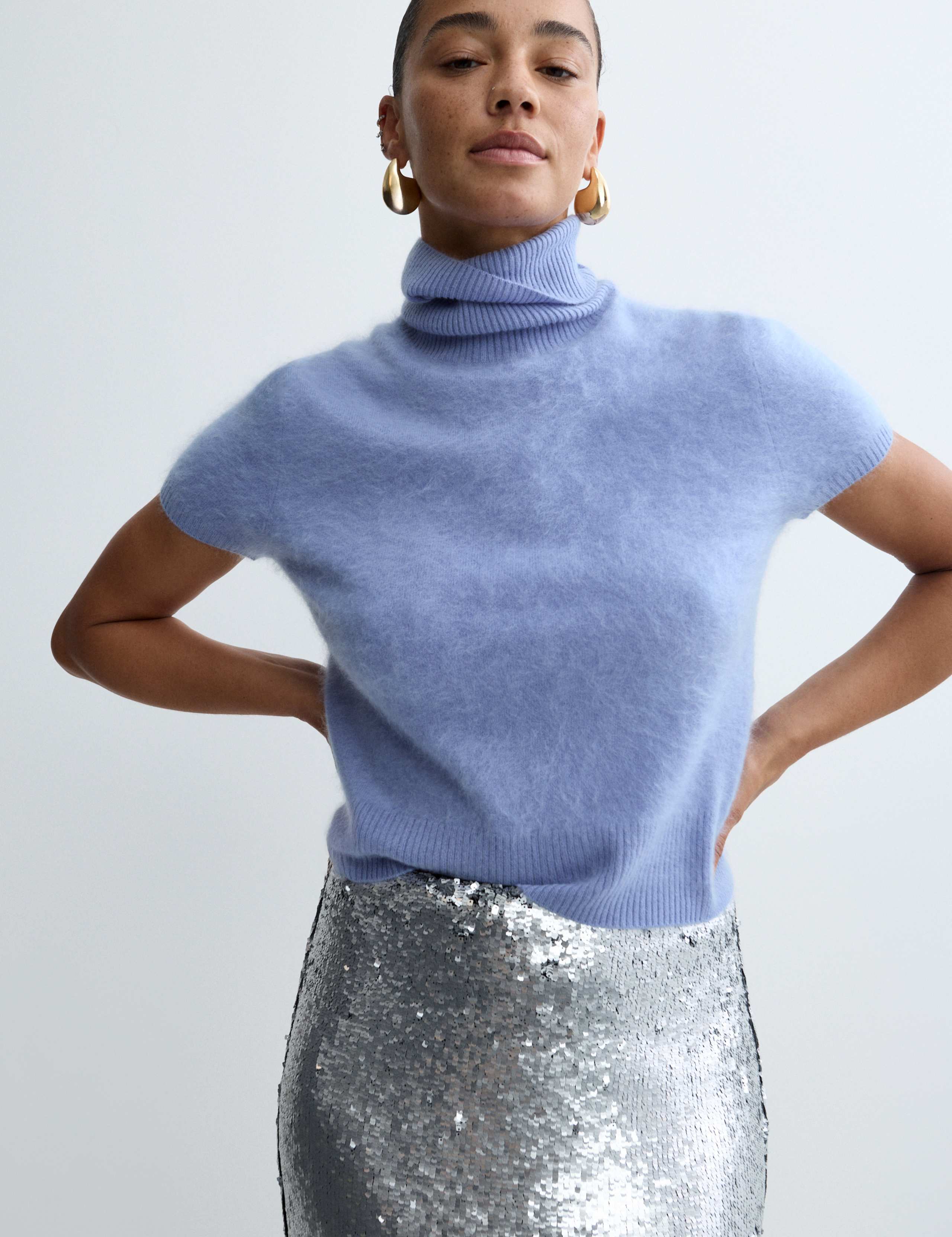 Pure Cashmere Roll Neck Knitted Top 3 of 8