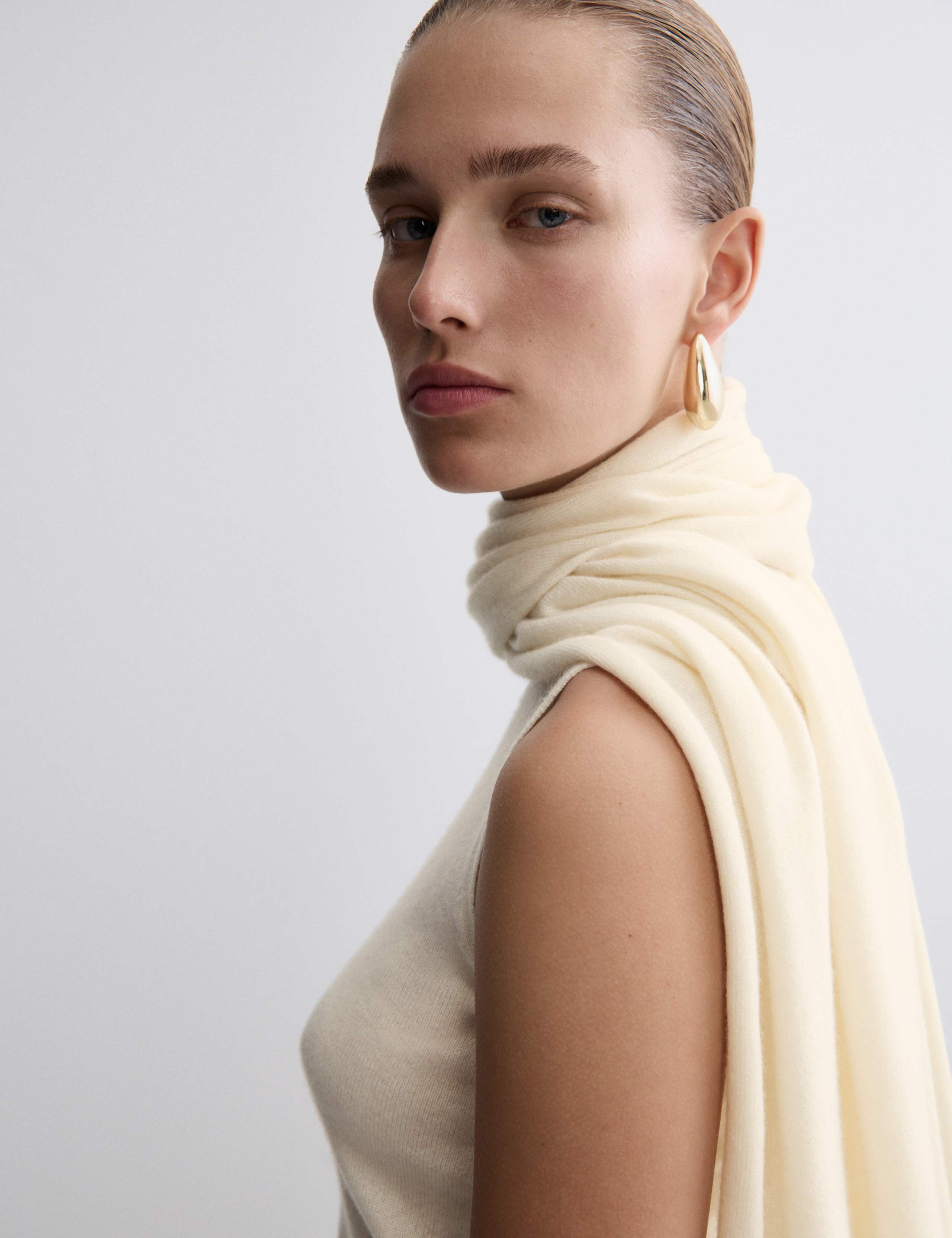 Pure Cashmere Scarf Neck Knitted Top 3 of 6