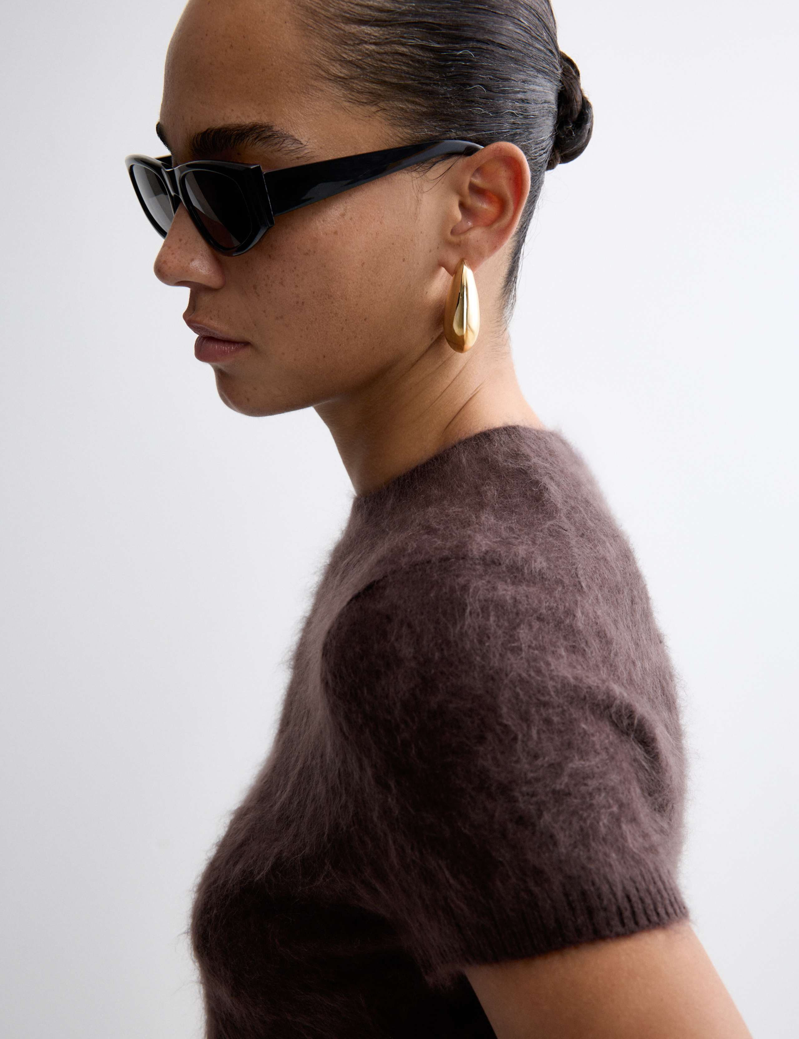 Brushed Pure Cashmere Cropped Knitted Top 1 of 7