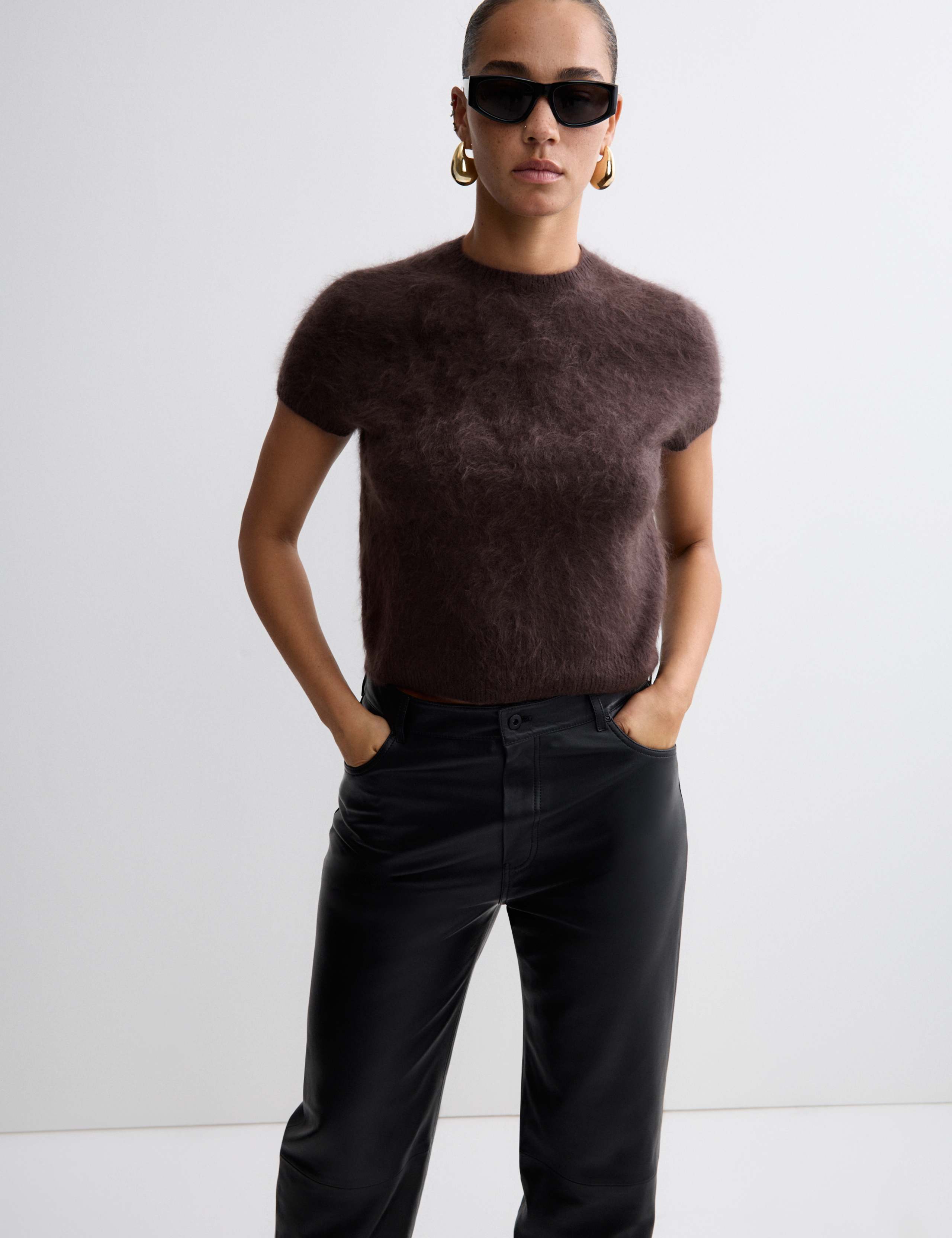 Brushed Pure Cashmere Cropped Knitted Top 4 of 7