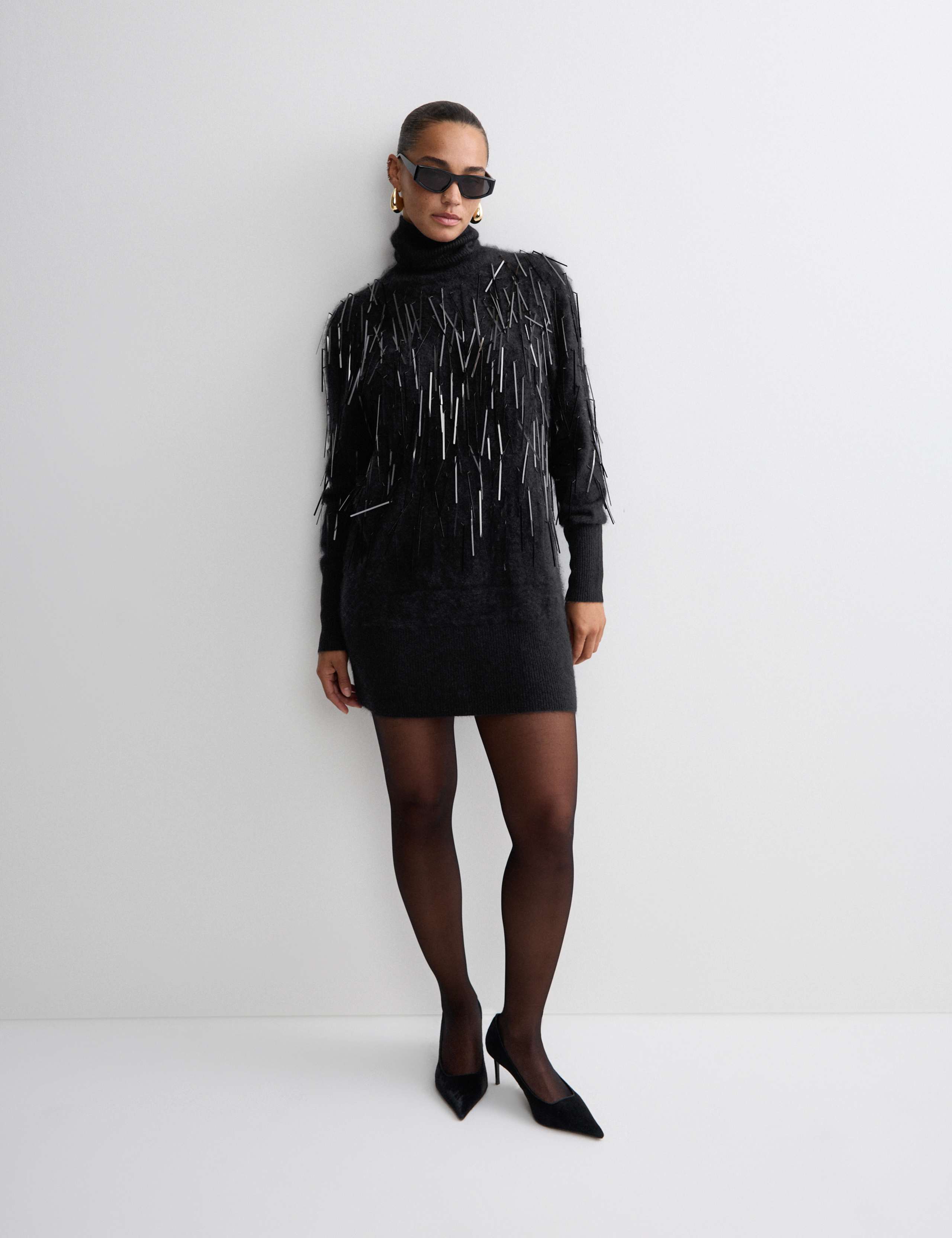 Pure Cashmere Embellished Mini Jumper Dress 3 of 8