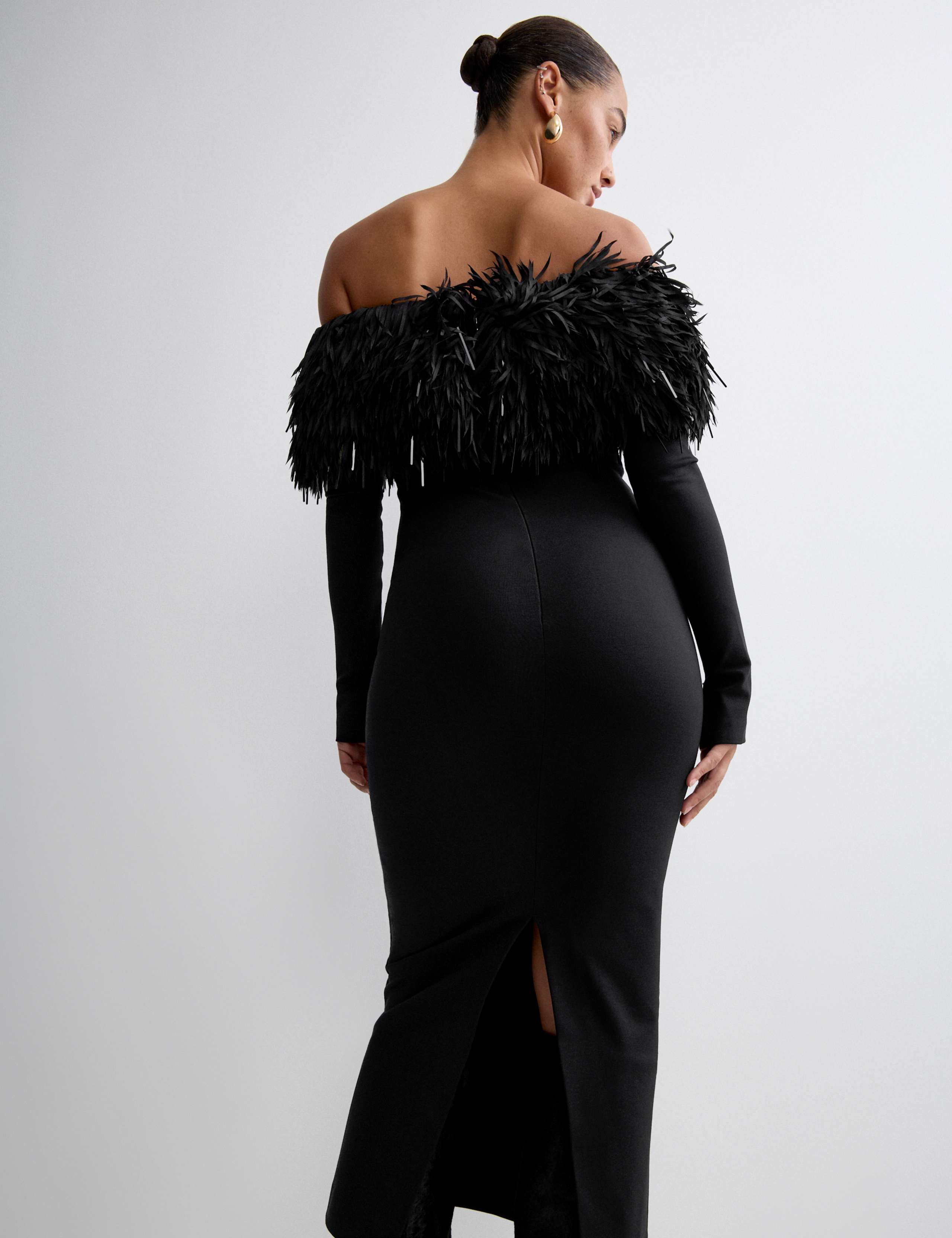 Bardot Feather Fringed Midi Bodycon Dress 5 of 8