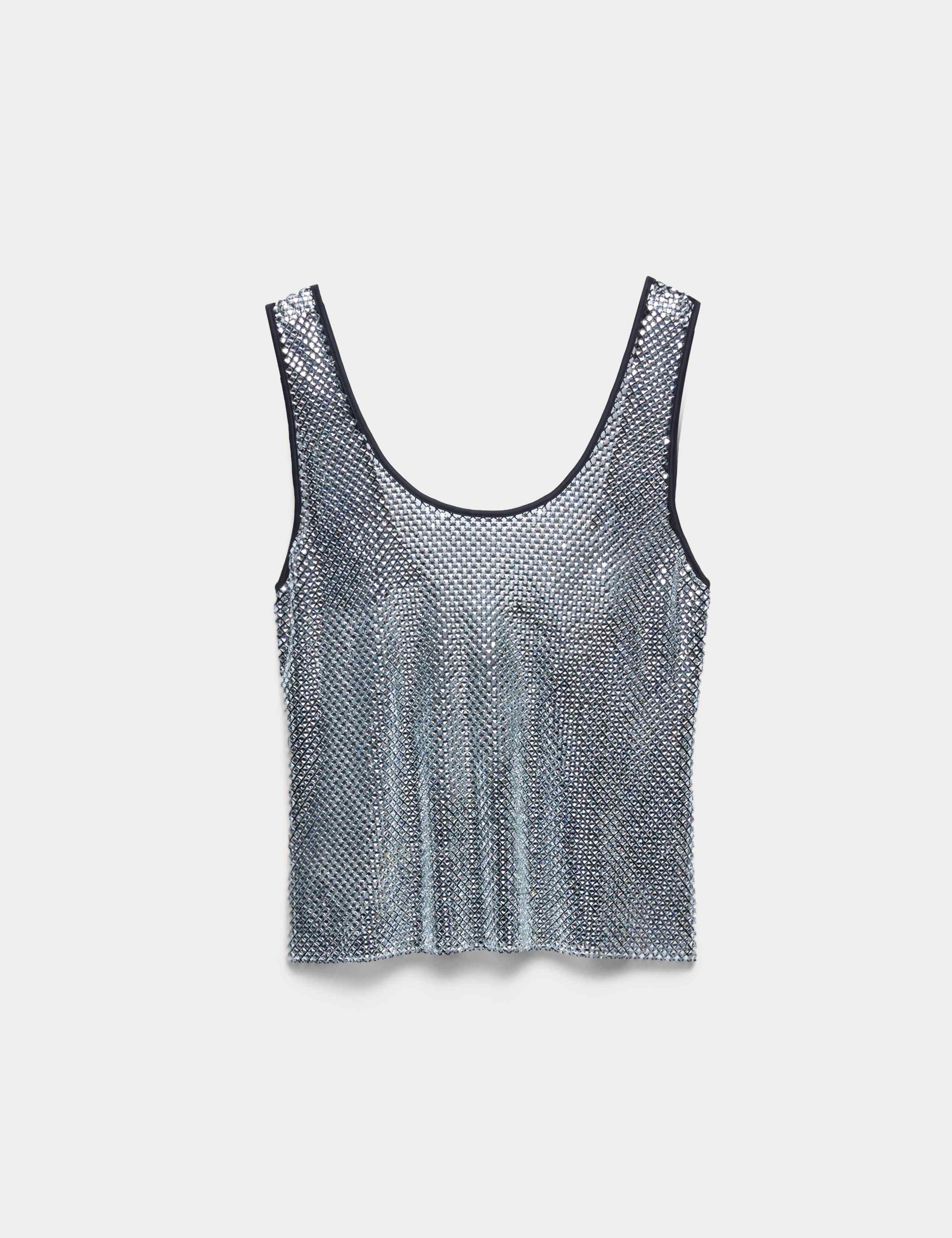 Metallic Embellished Scoop Neck Vest Top 2 of 6