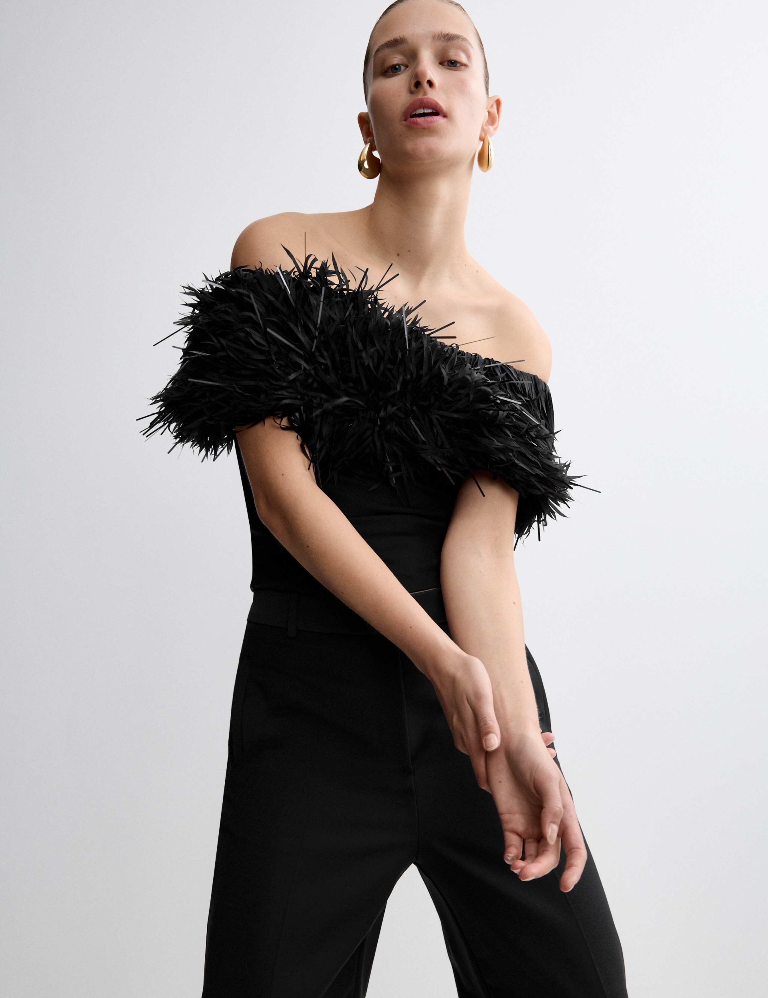 Feather Detail Off The Shoulder Top 3 of 6