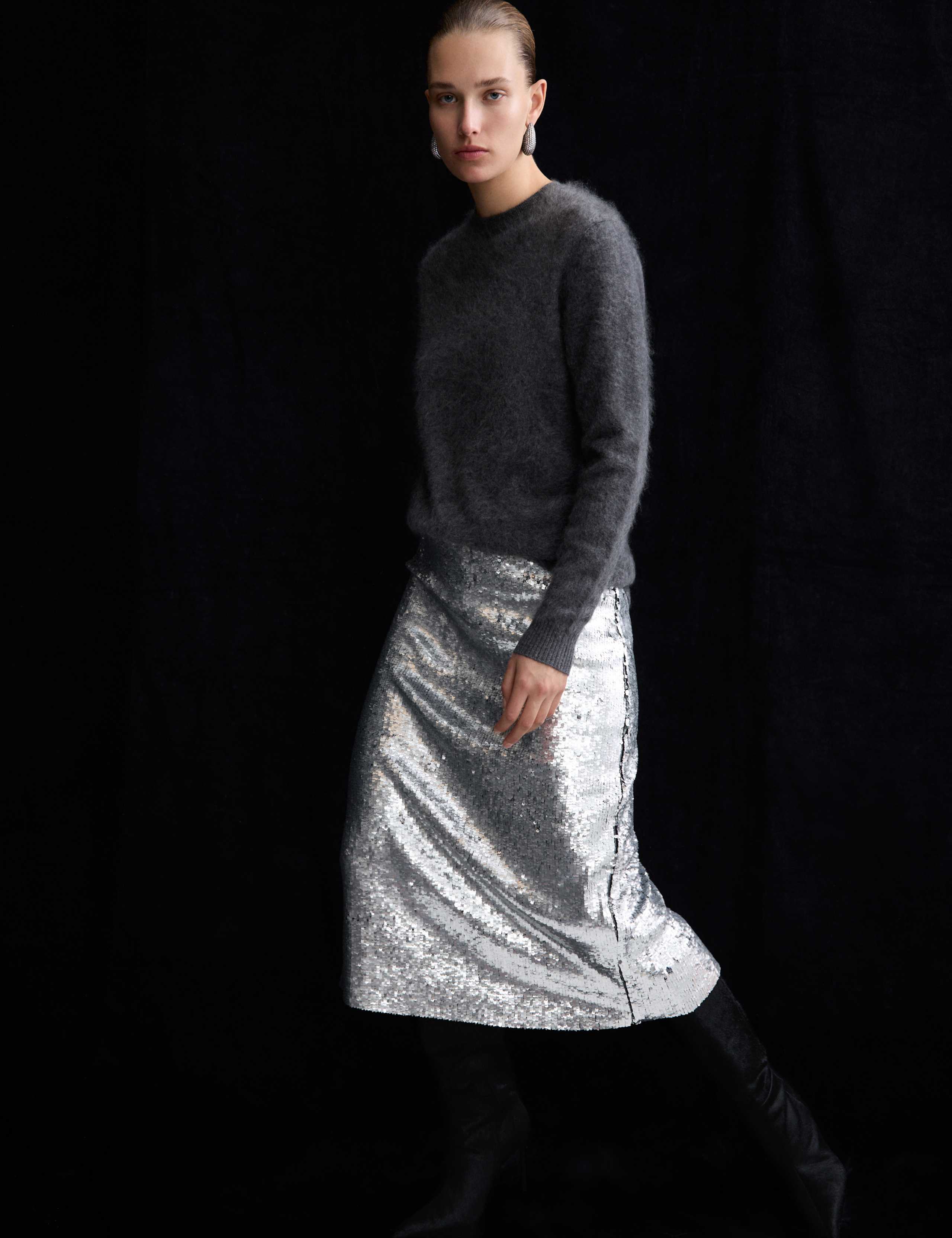 Sequin Midi Column Skirt 1 of 5