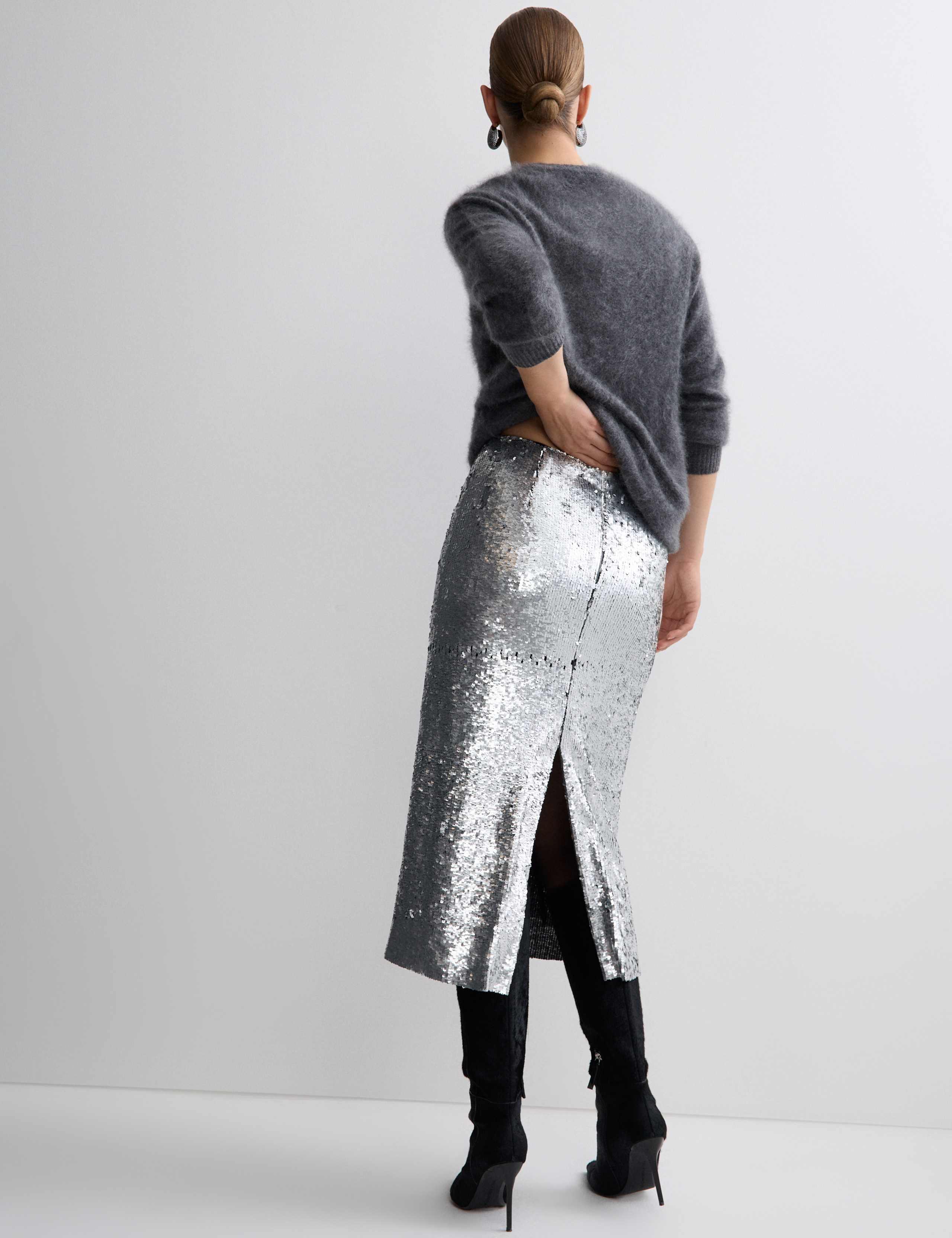 Sequin Midi Column Skirt 3 of 5