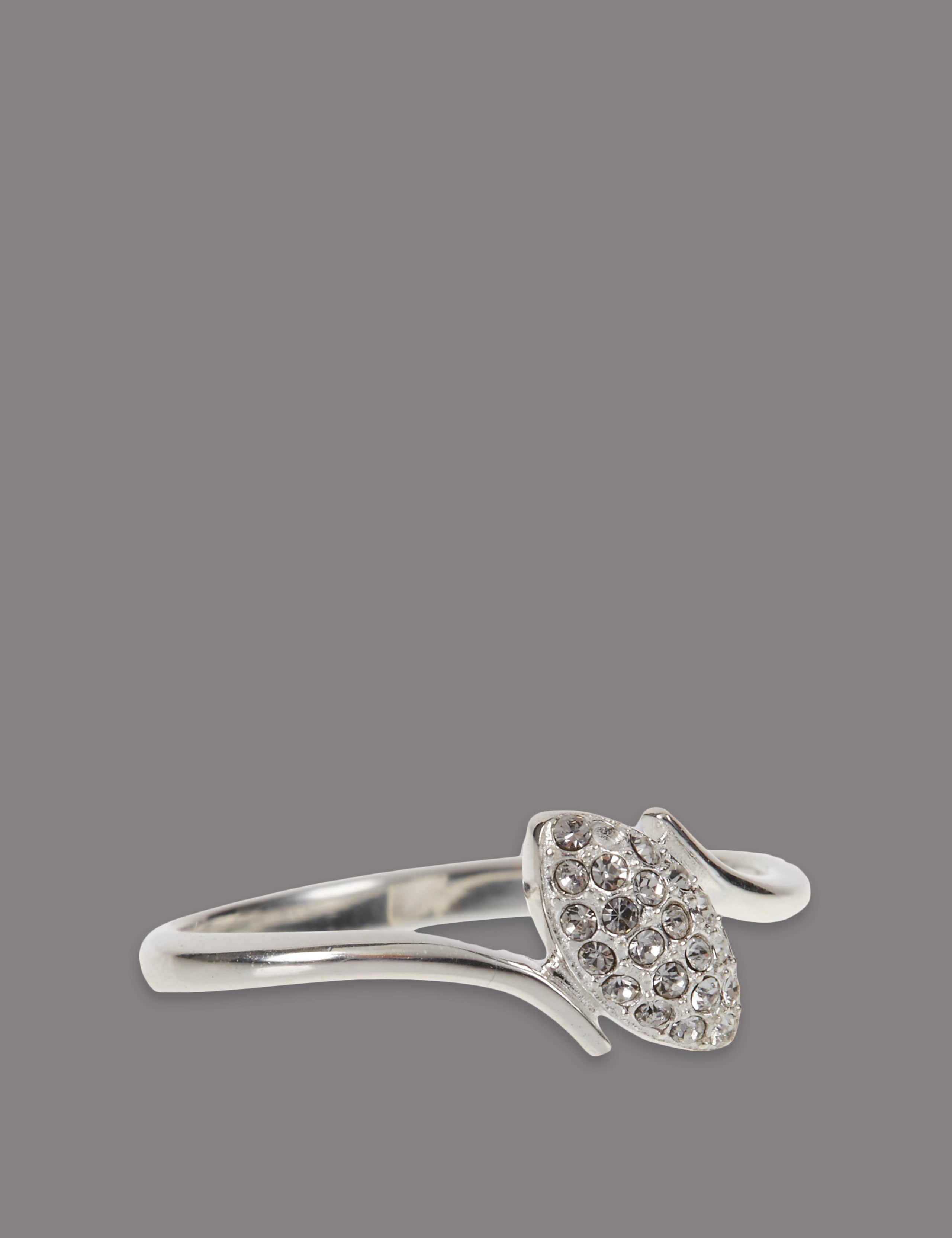 Sterling Silver Diamanté Angle Pave Ring 1 of 2